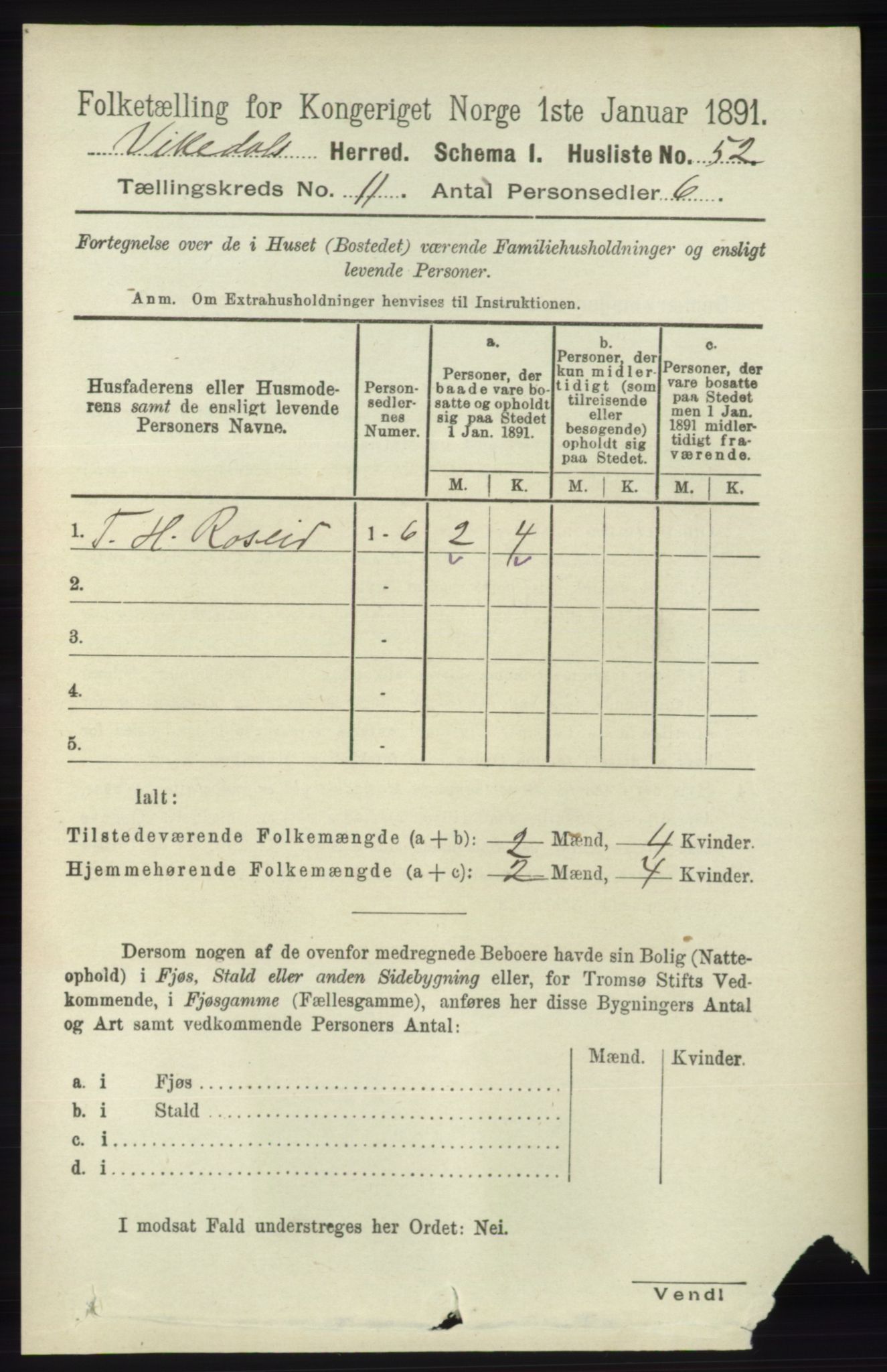 RA, 1891 census for 1157 Vikedal, 1891, p. 2894