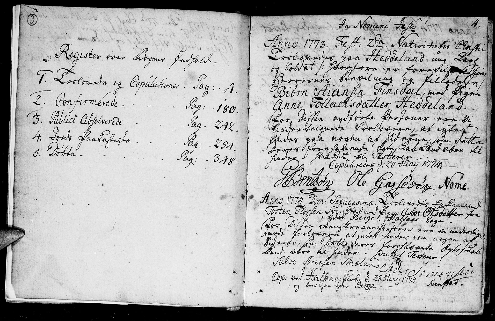 Holum sokneprestkontor, AV/SAK-1111-0022/F/Fa/Fac/L0001: Parish register (official) no. A 1, 1773-1820, p. 3-4