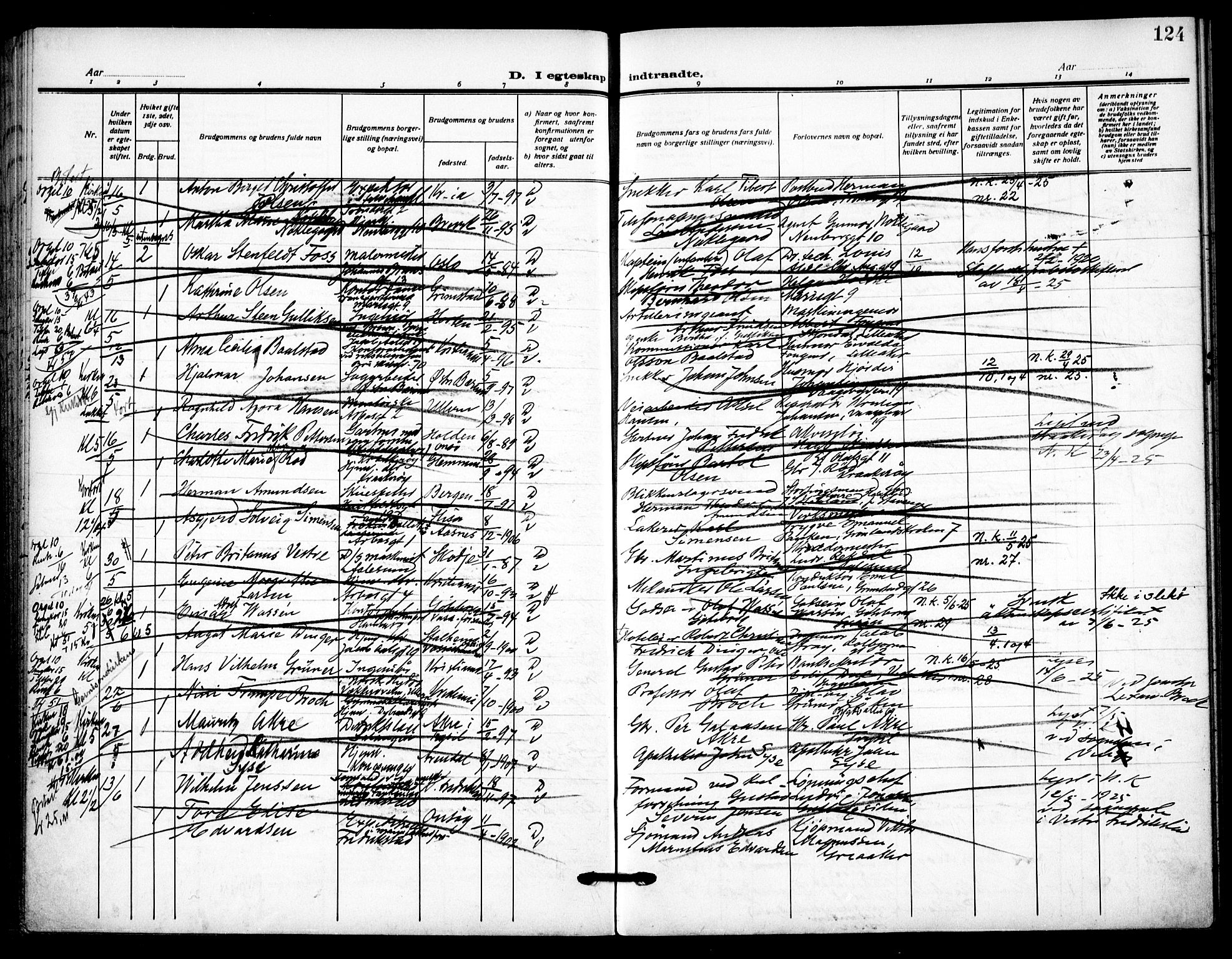 Uranienborg prestekontor Kirkebøker, SAO/A-10877/H/Ha/L0005: Banns register no. I 5, 1915-1928, p. 124