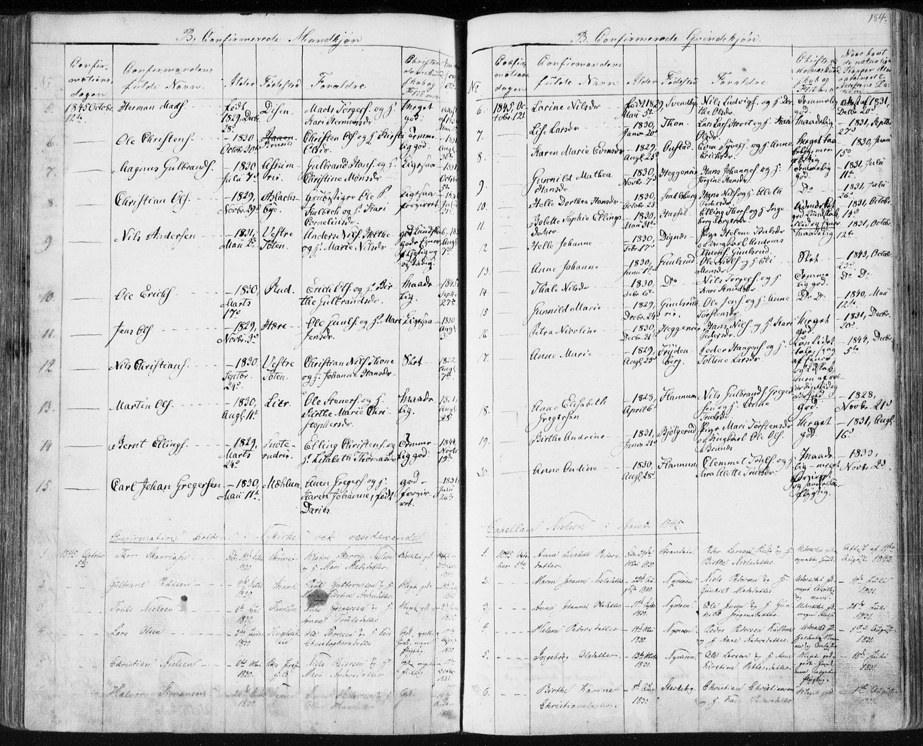 Modum kirkebøker, SAKO/A-234/F/Fa/L0007: Parish register (official) no. 7, 1841-1850, p. 184