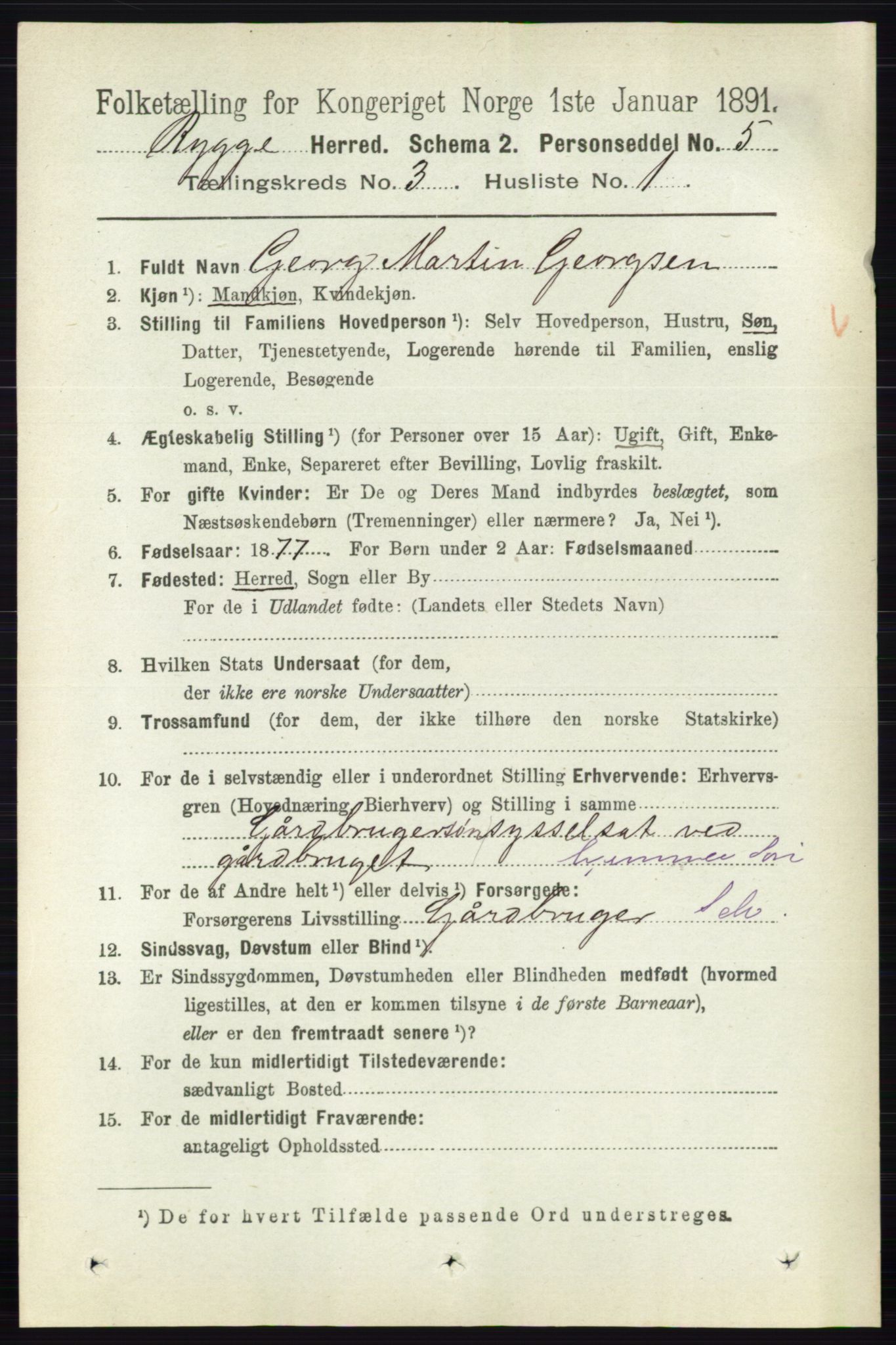 RA, 1891 census for 0136 Rygge, 1891, p. 1672