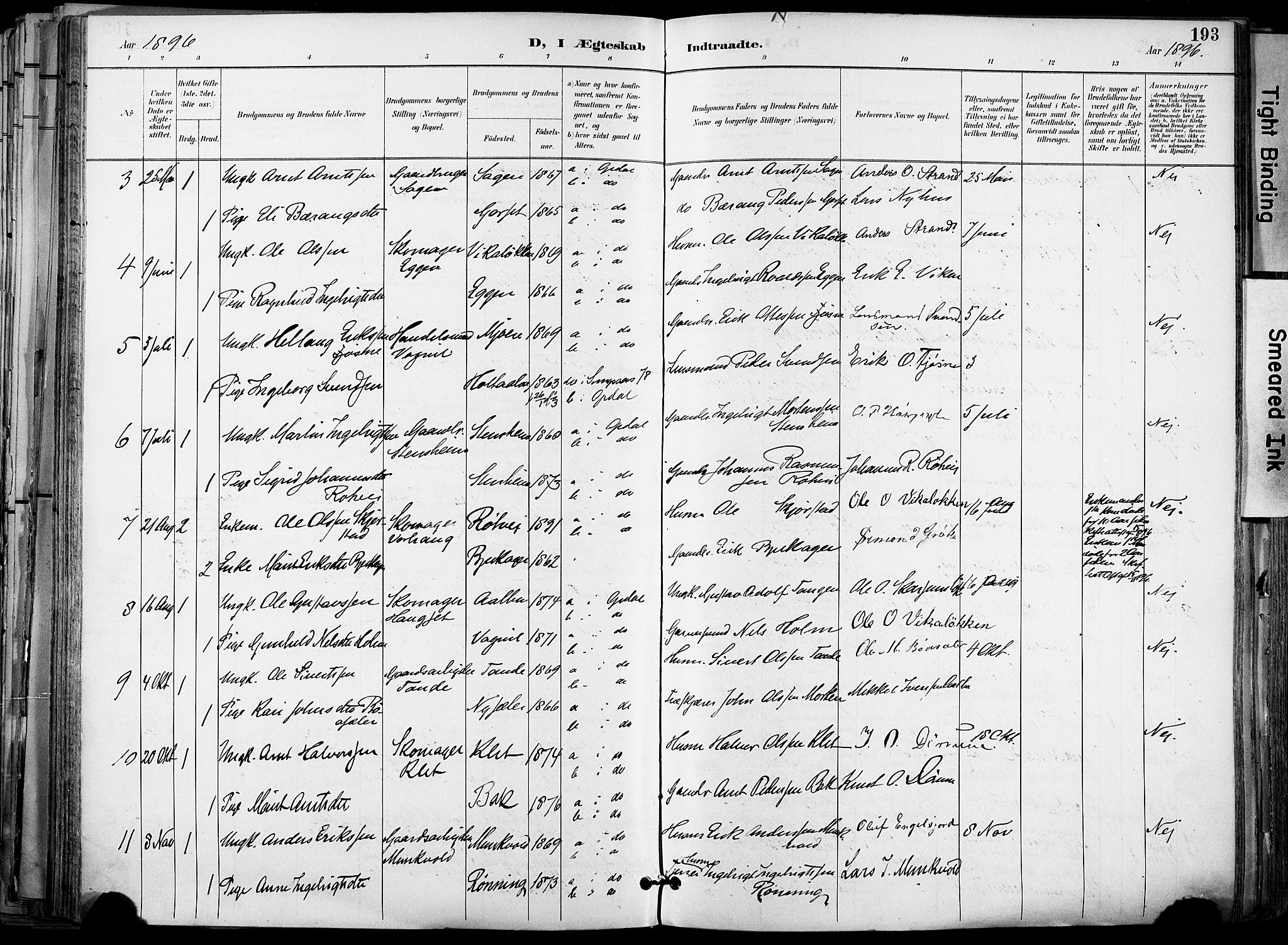 Ministerialprotokoller, klokkerbøker og fødselsregistre - Sør-Trøndelag, AV/SAT-A-1456/678/L0902: Parish register (official) no. 678A11, 1895-1911, p. 193