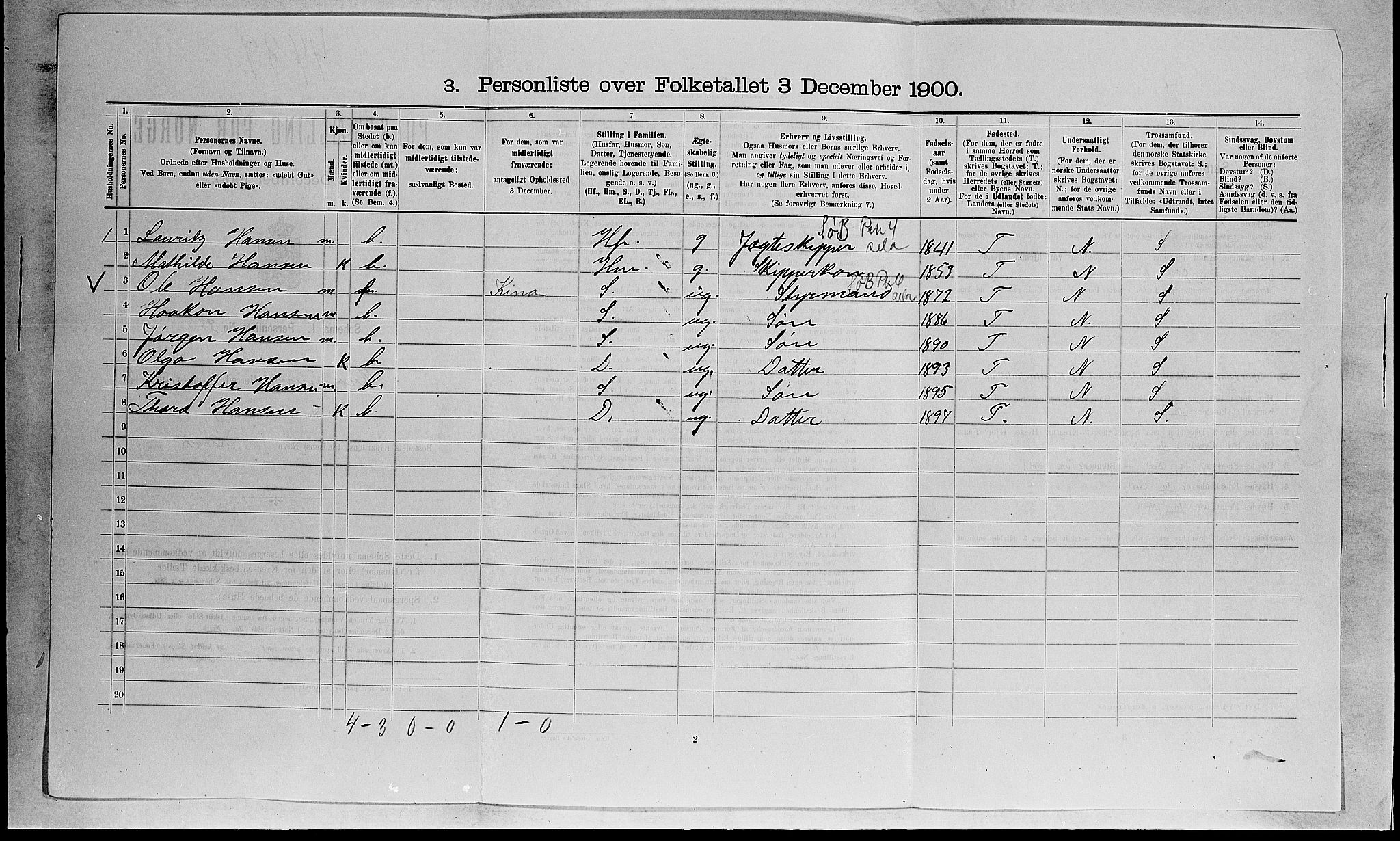RA, 1900 census for Strømm, 1900, p. 204