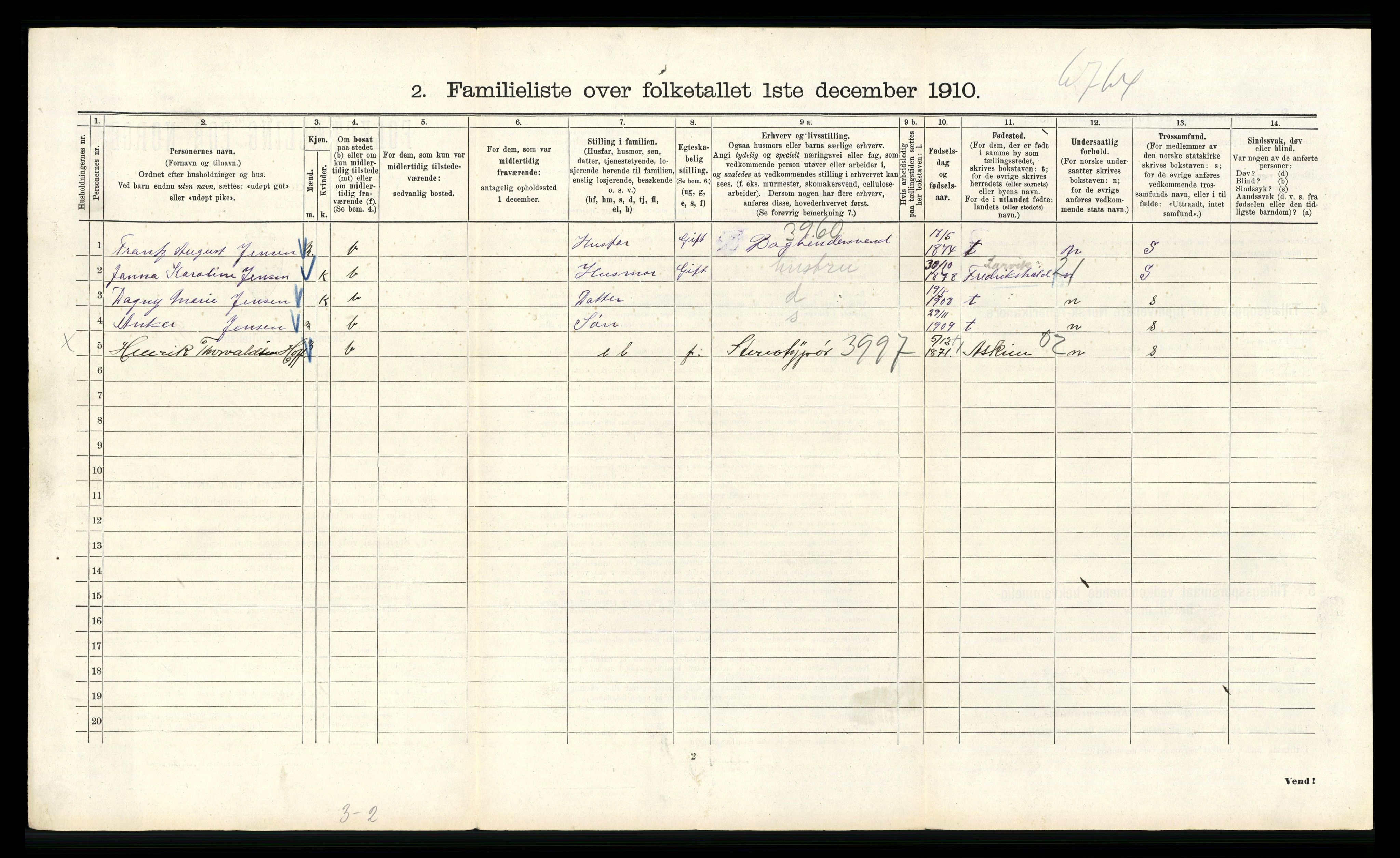 RA, 1910 census for Kristiania, 1910, p. 63190