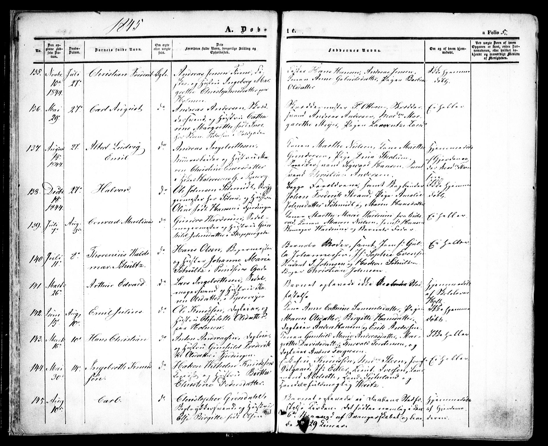 Oslo domkirke Kirkebøker, SAO/A-10752/F/Fa/L0013: Parish register (official) no. 13, 1844-1864, p. 5