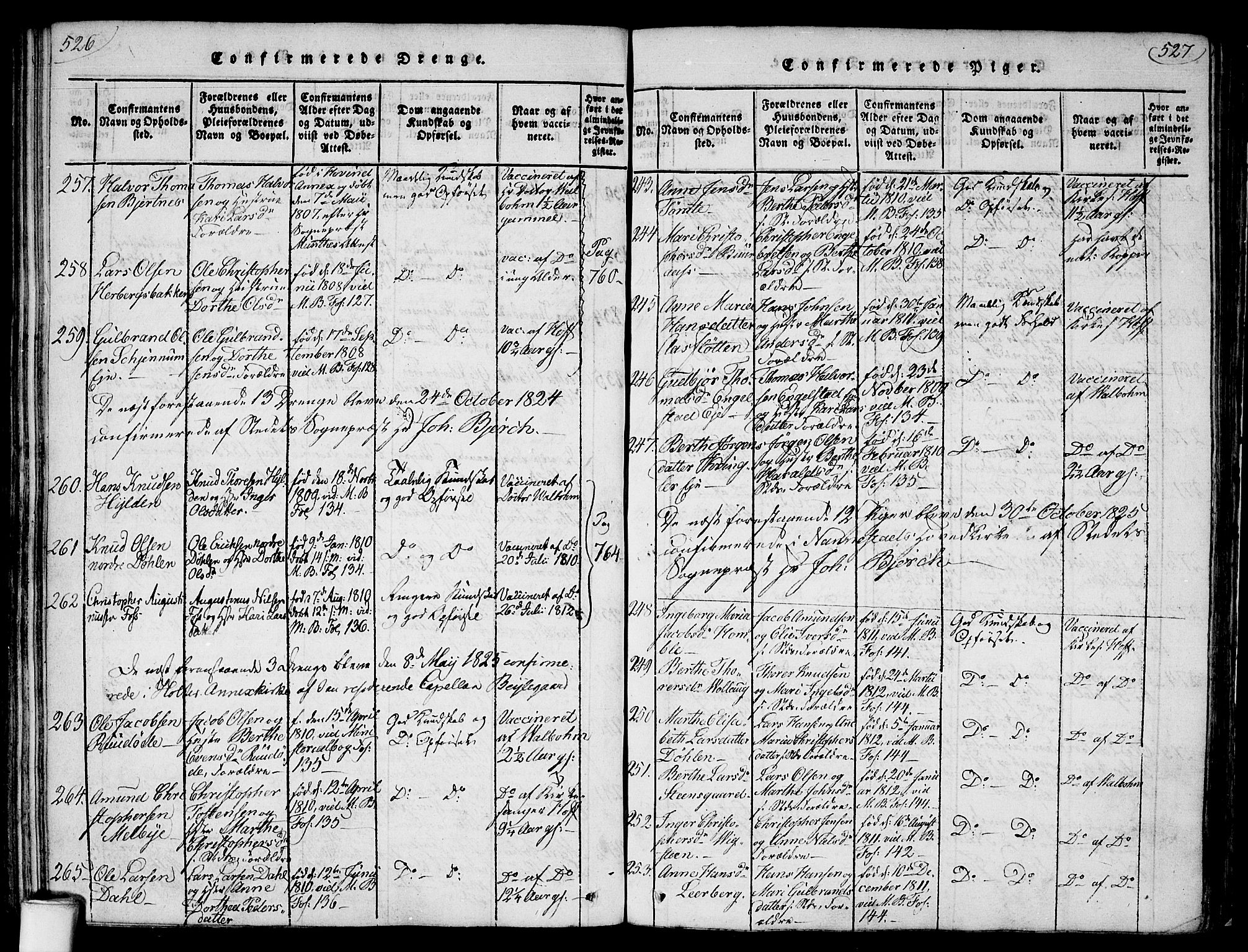Nannestad prestekontor Kirkebøker, SAO/A-10414a/F/Fa/L0009: Parish register (official) no. I 9, 1815-1840, p. 526-527