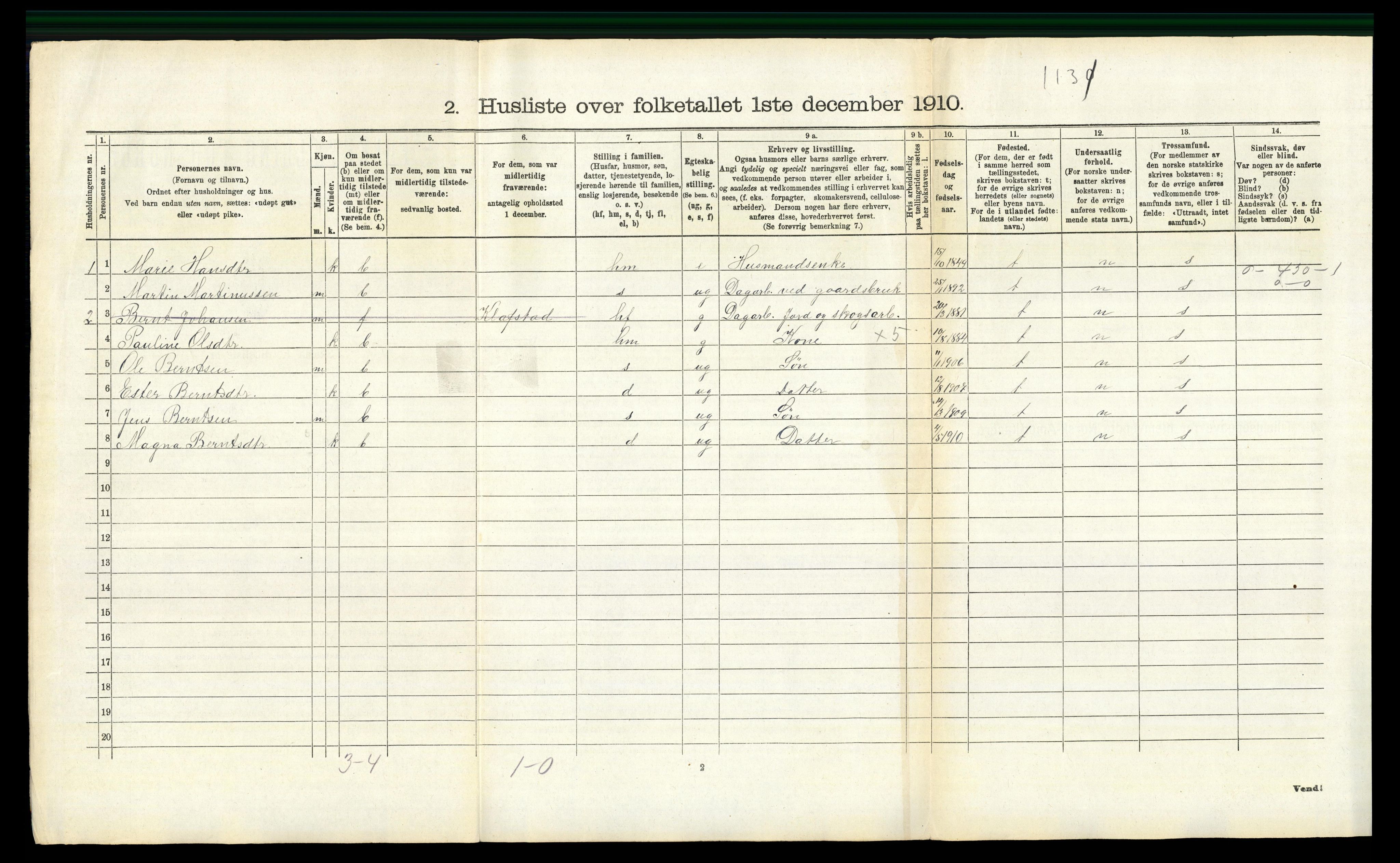 RA, 1910 census for Romedal, 1910, p. 1112