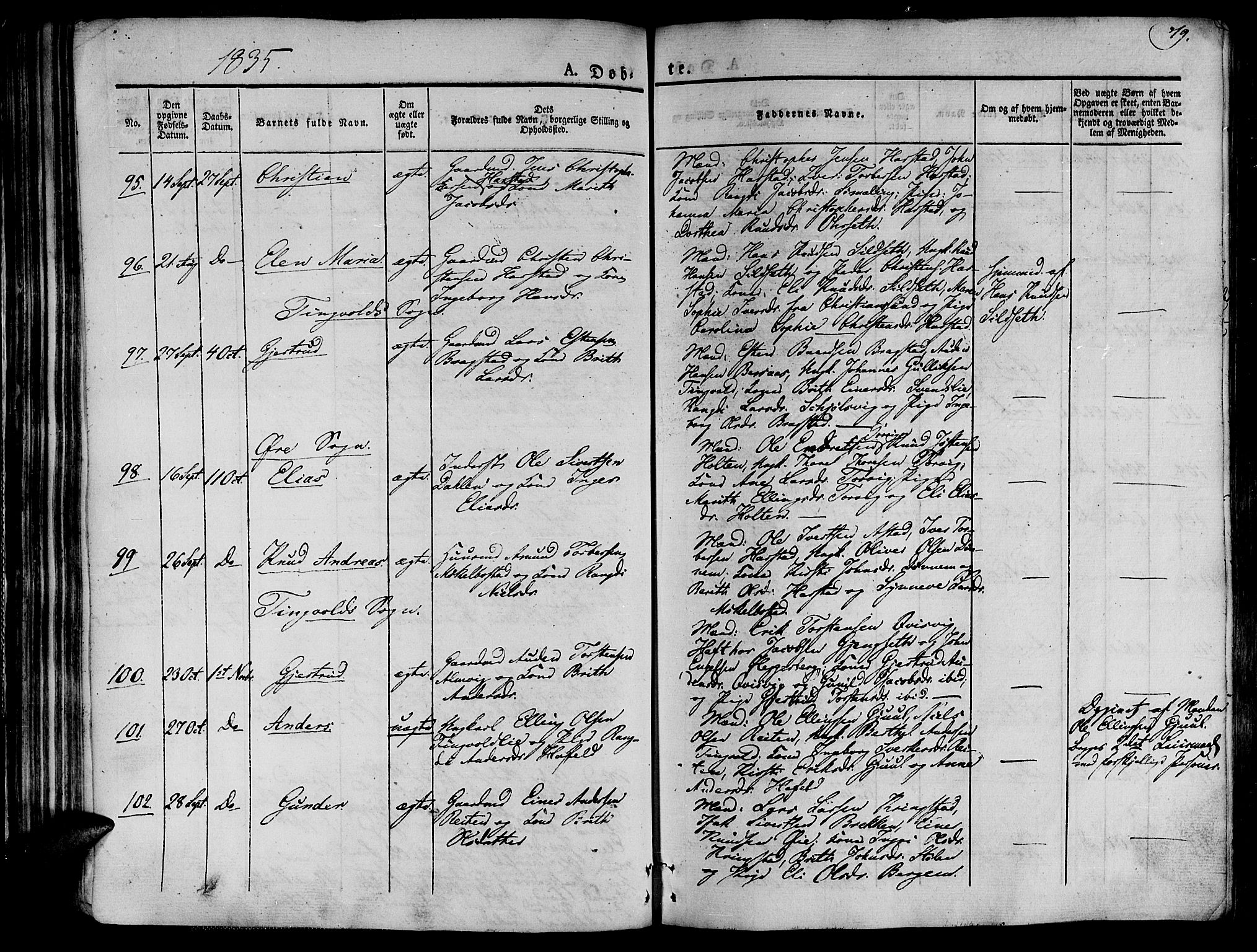 Ministerialprotokoller, klokkerbøker og fødselsregistre - Møre og Romsdal, AV/SAT-A-1454/586/L0983: Parish register (official) no. 586A09, 1829-1843, p. 79