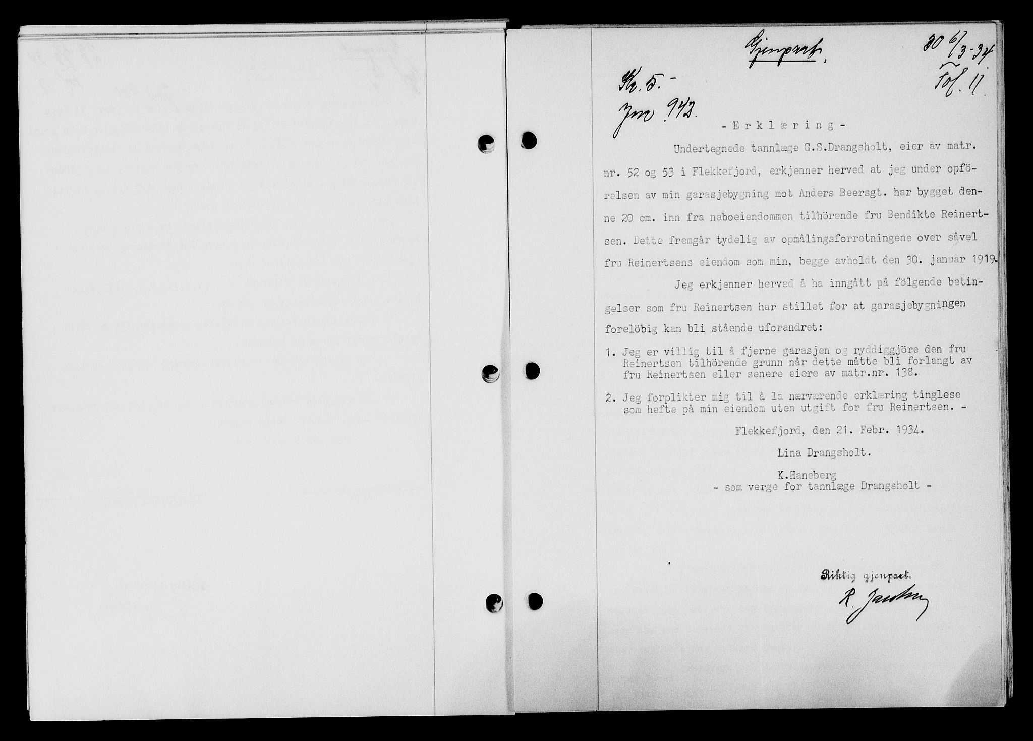 Flekkefjord sorenskriveri, SAK/1221-0001/G/Gb/Gba/L0049: Mortgage book no. 46, 1933-1934, Deed date: 06.03.1934