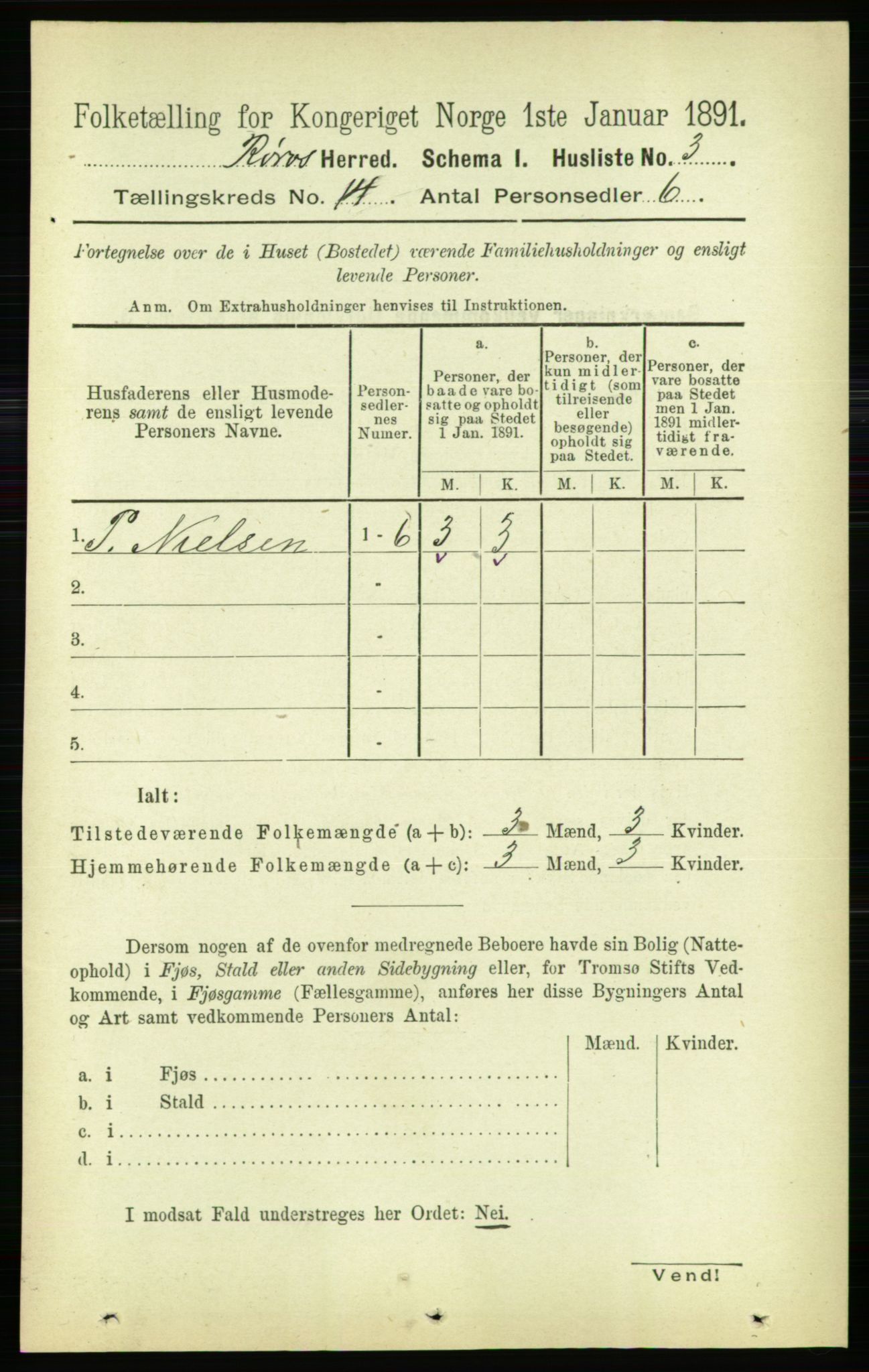 RA, 1891 census for 1640 Røros, 1891, p. 2805