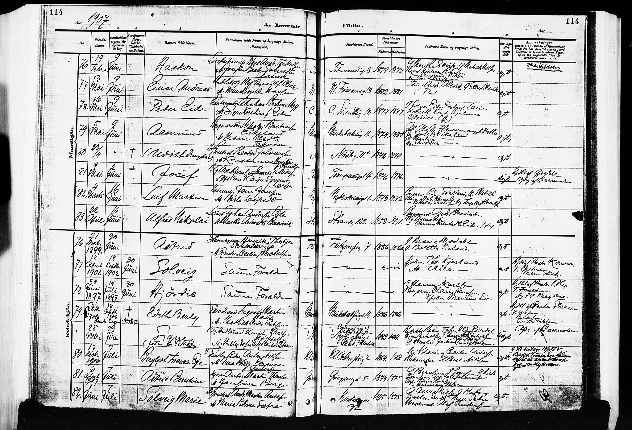 Nykirken Sokneprestembete, AV/SAB-A-77101/H/Hab: Parish register (copy) no. B 5, 1904-1908, p. 114