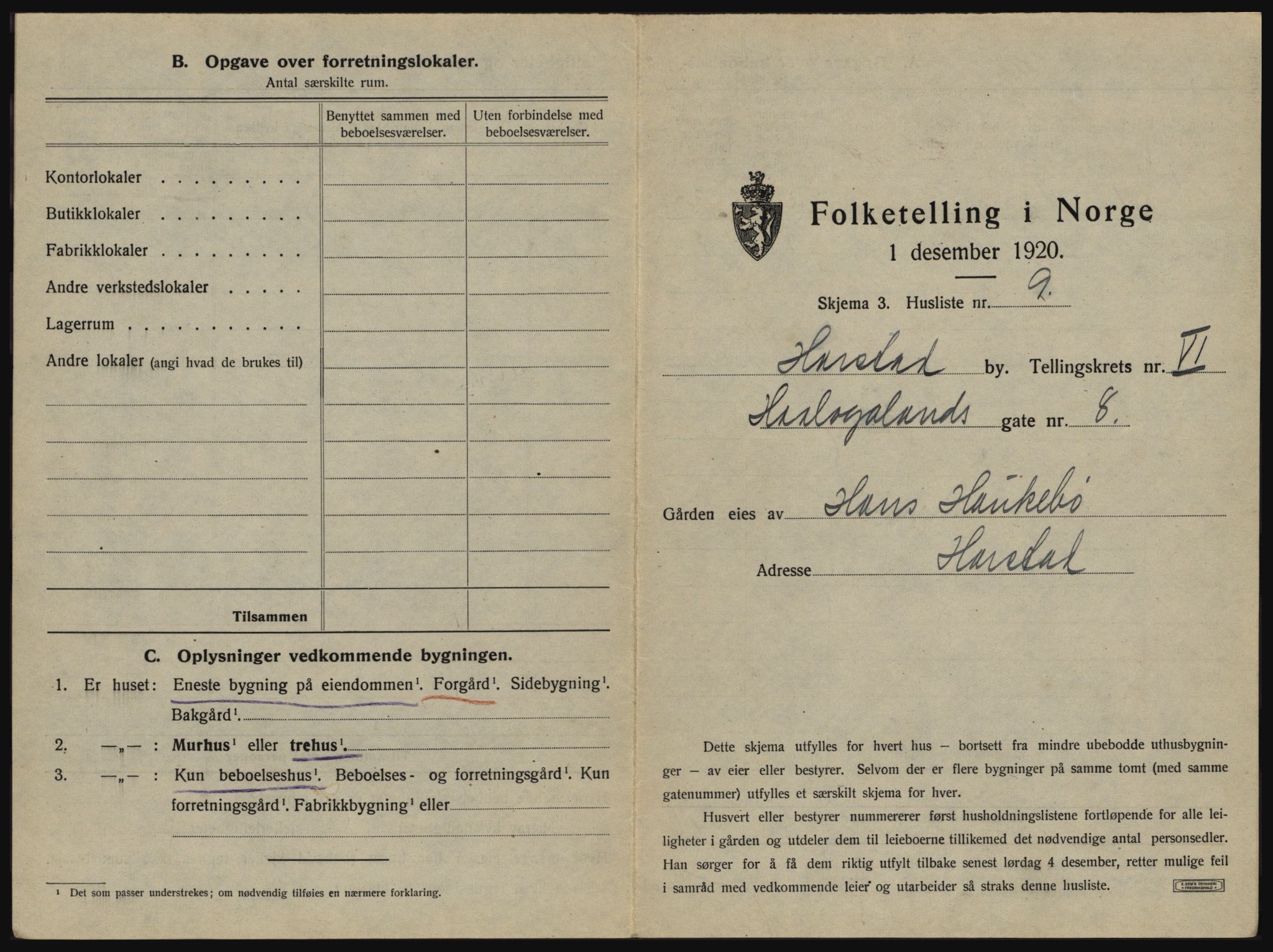 SATØ, 1920 census for Harstad, 1920, p. 635