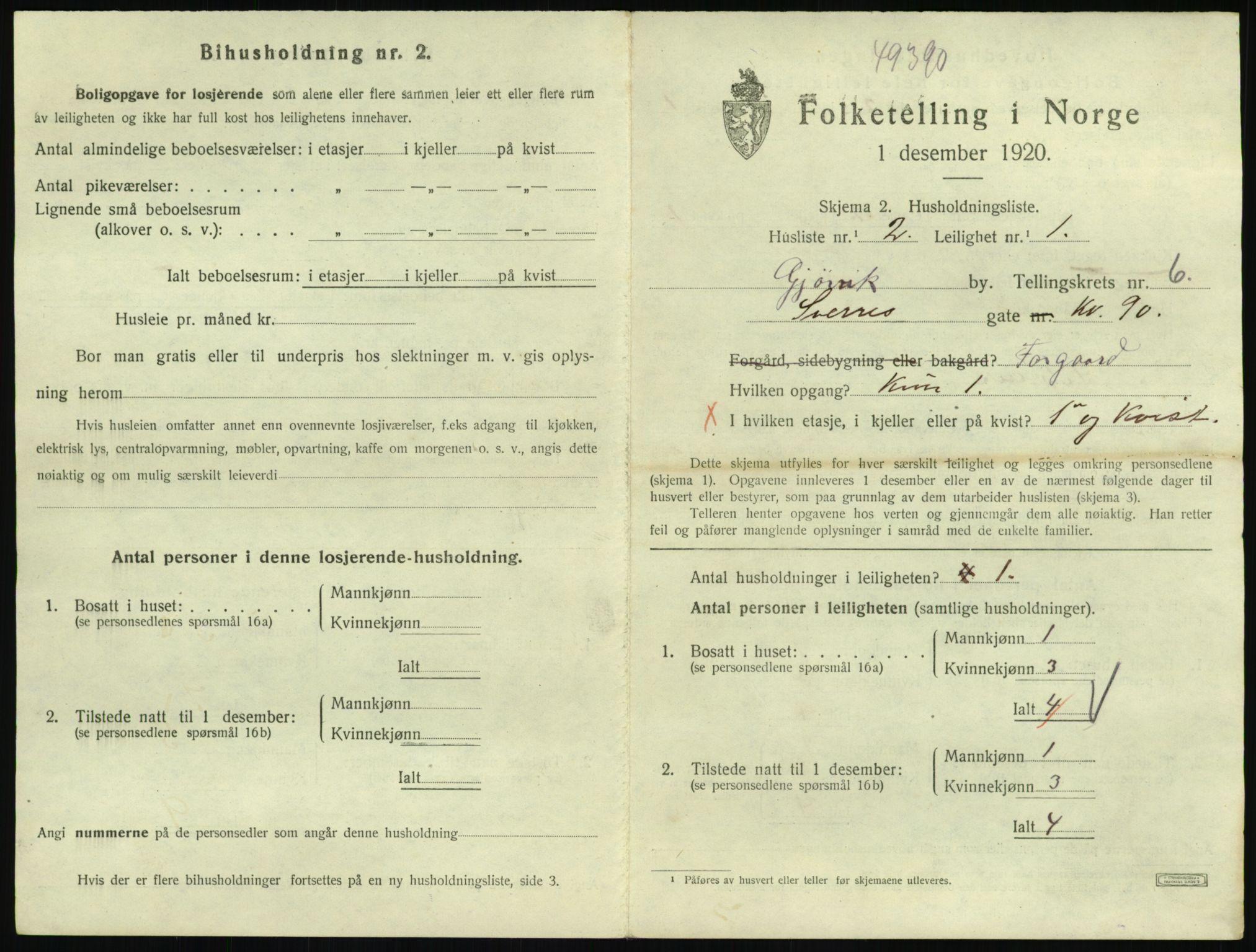 SAH, 1920 census for Gjøvik, 1920, p. 2314