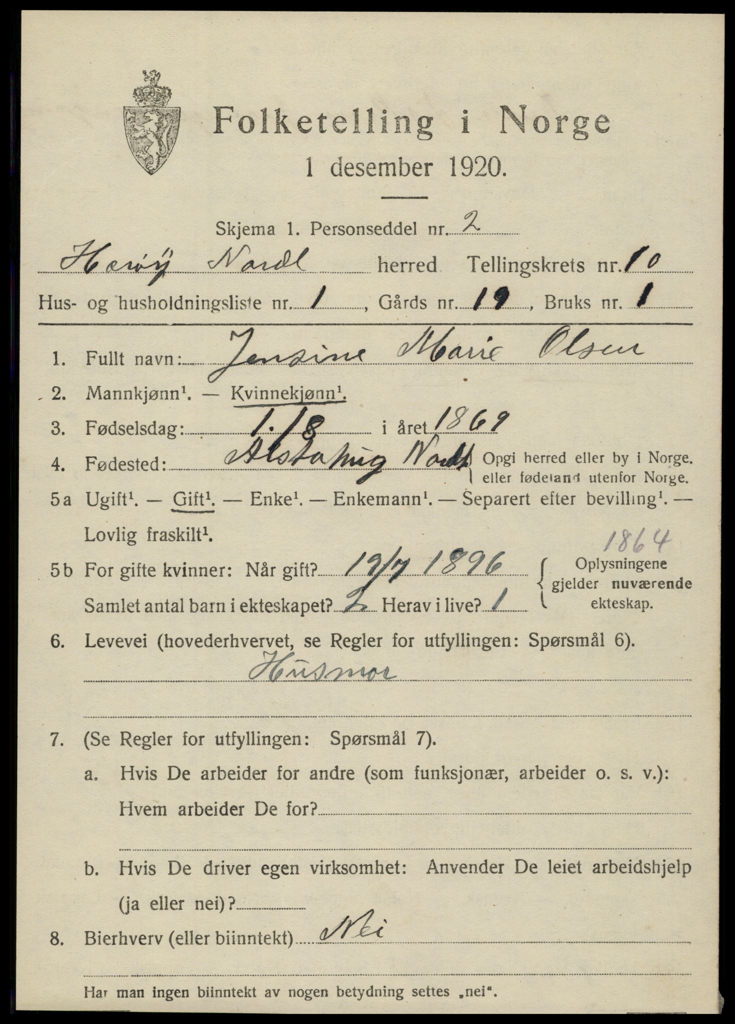 SAT, 1920 census for Herøy, 1920, p. 5608