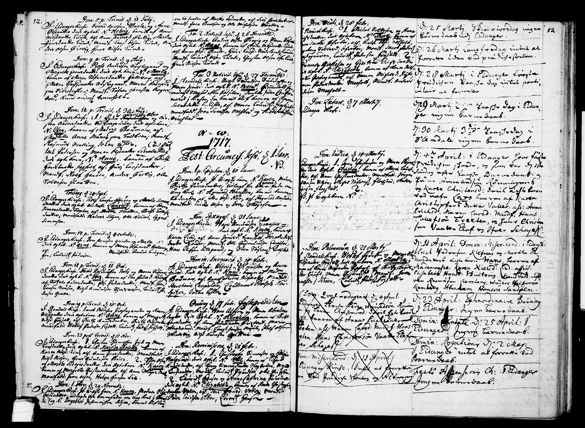 Eidanger kirkebøker, SAKO/A-261/F/Fa/L0002: Parish register (official) no. 2, 1712-1720, p. 12-13