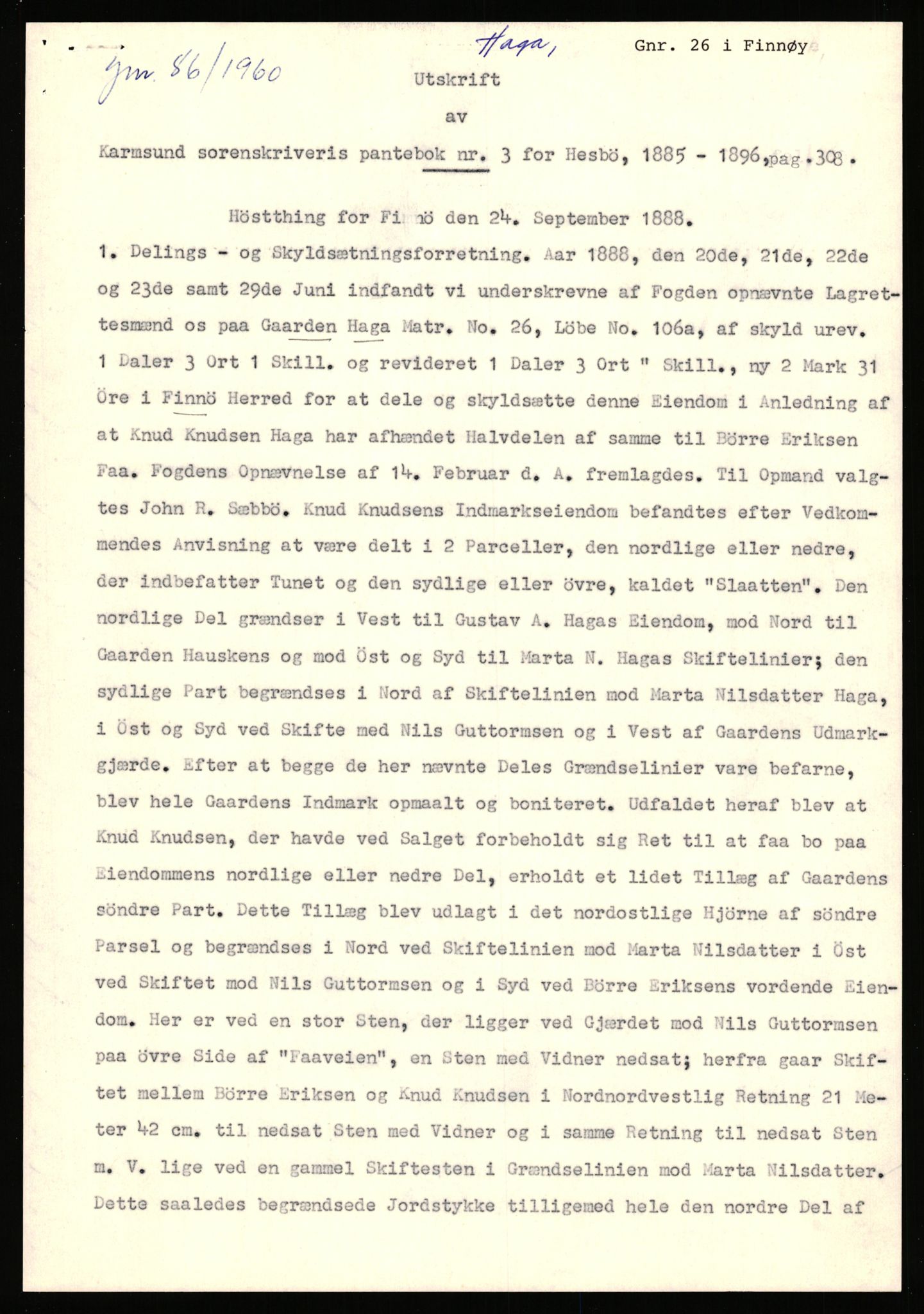 Statsarkivet i Stavanger, AV/SAST-A-101971/03/Y/Yj/L0028: Avskrifter sortert etter gårdsnavn: Gudla - Haga i Håland, 1750-1930, p. 529