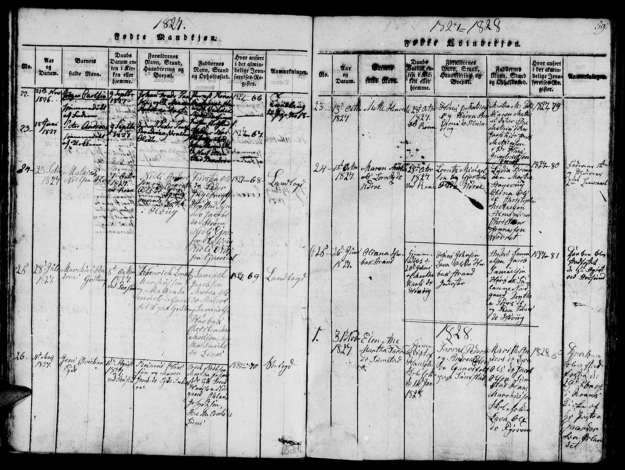 Ministerialprotokoller, klokkerbøker og fødselsregistre - Sør-Trøndelag, SAT/A-1456/657/L0702: Parish register (official) no. 657A03, 1818-1831, p. 59