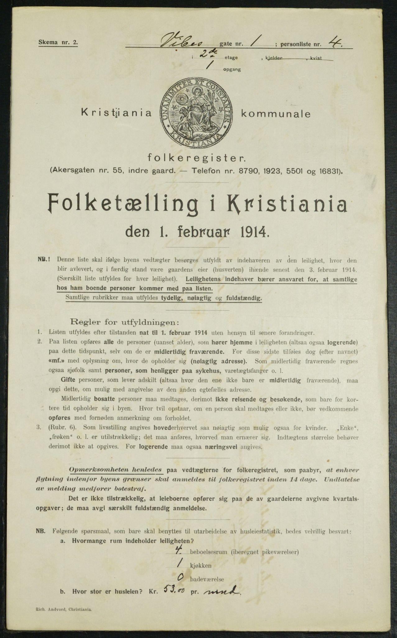 OBA, Municipal Census 1914 for Kristiania, 1914, p. 123612