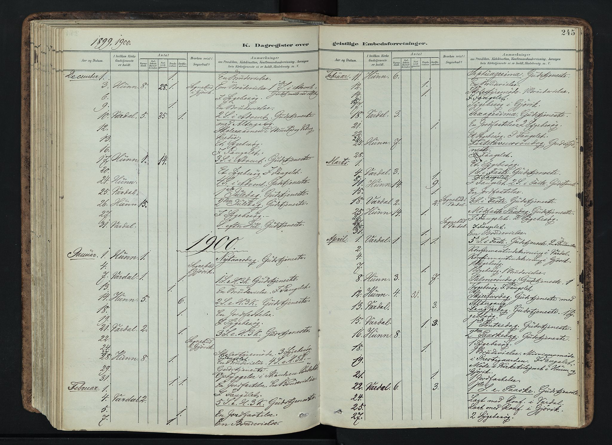 Vardal prestekontor, SAH/PREST-100/H/Ha/Haa/L0019: Parish register (official) no. 19, 1893-1907, p. 245