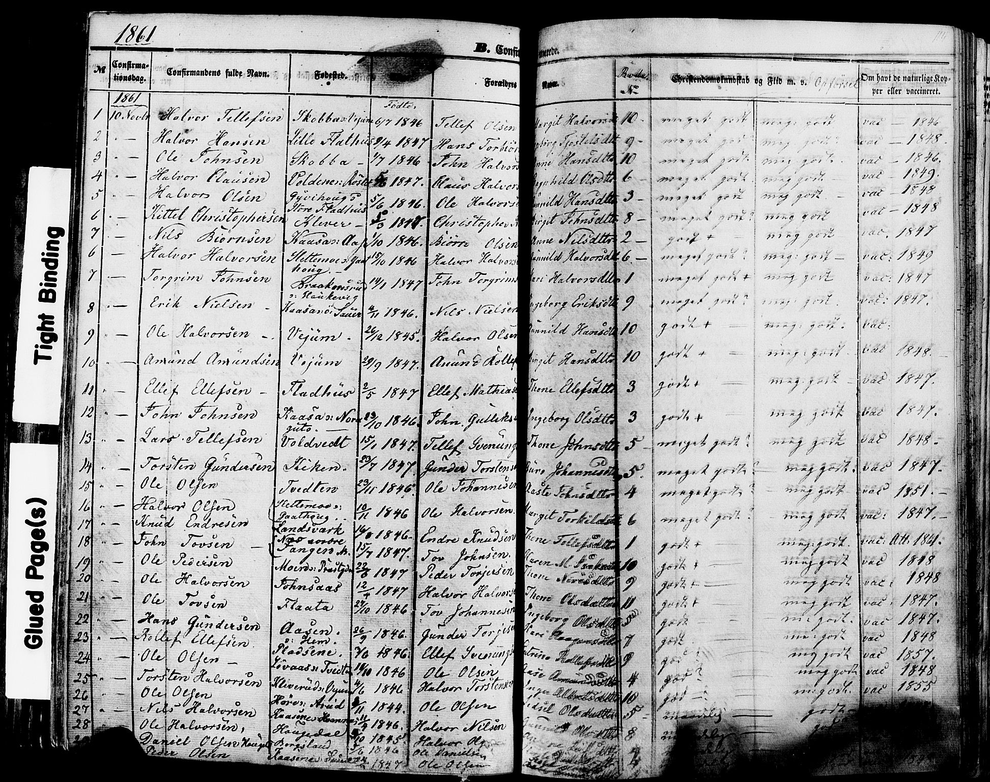 Sauherad kirkebøker, SAKO/A-298/F/Fa/L0007: Parish register (official) no. I 7, 1851-1873, p. 114