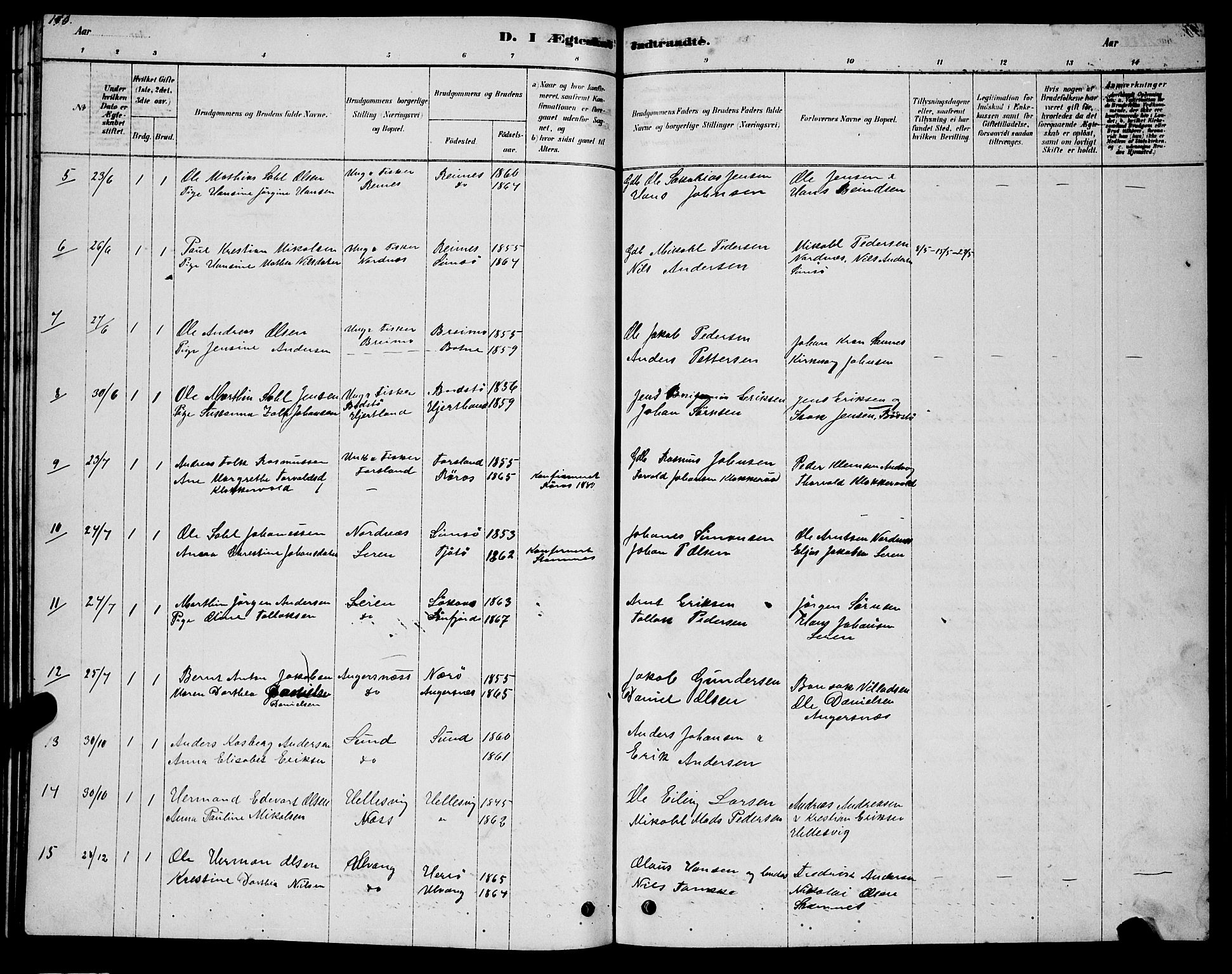 Ministerialprotokoller, klokkerbøker og fødselsregistre - Nordland, AV/SAT-A-1459/831/L0477: Parish register (copy) no. 831C04, 1878-1897, p. 156