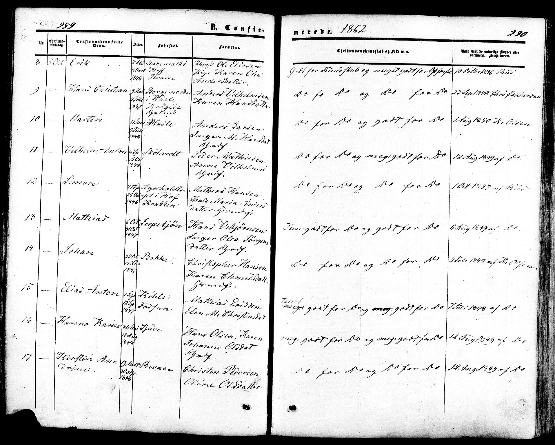 Ramnes kirkebøker, AV/SAKO-A-314/F/Fa/L0006: Parish register (official) no. I 6, 1862-1877, p. 289-290