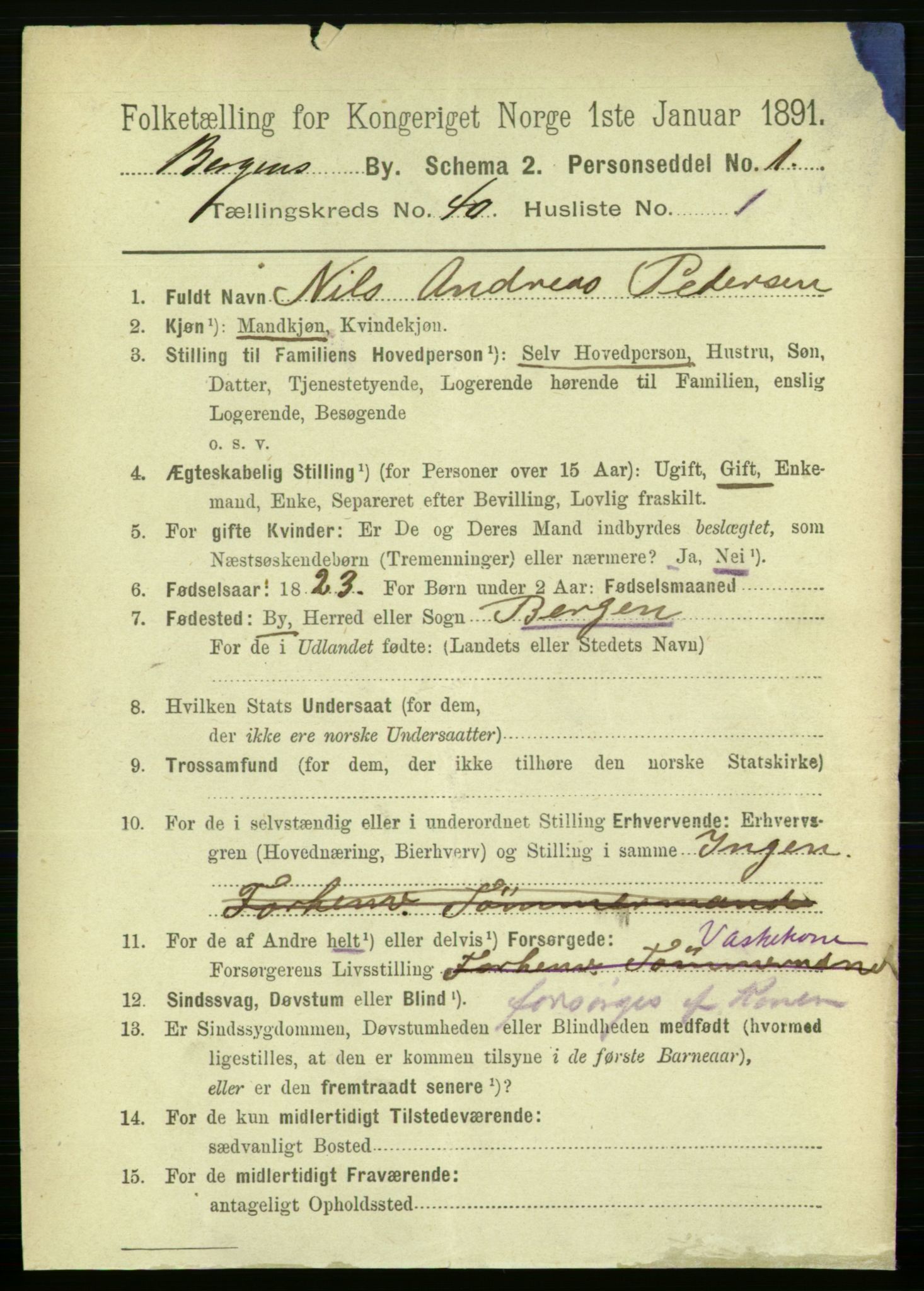 RA, 1891 Census for 1301 Bergen, 1891, p. 48131