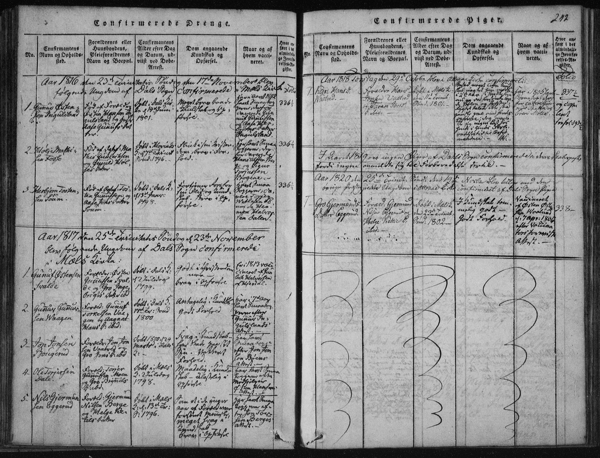 Tinn kirkebøker, SAKO/A-308/F/Fc/L0001: Parish register (official) no. III 1, 1815-1843, p. 242