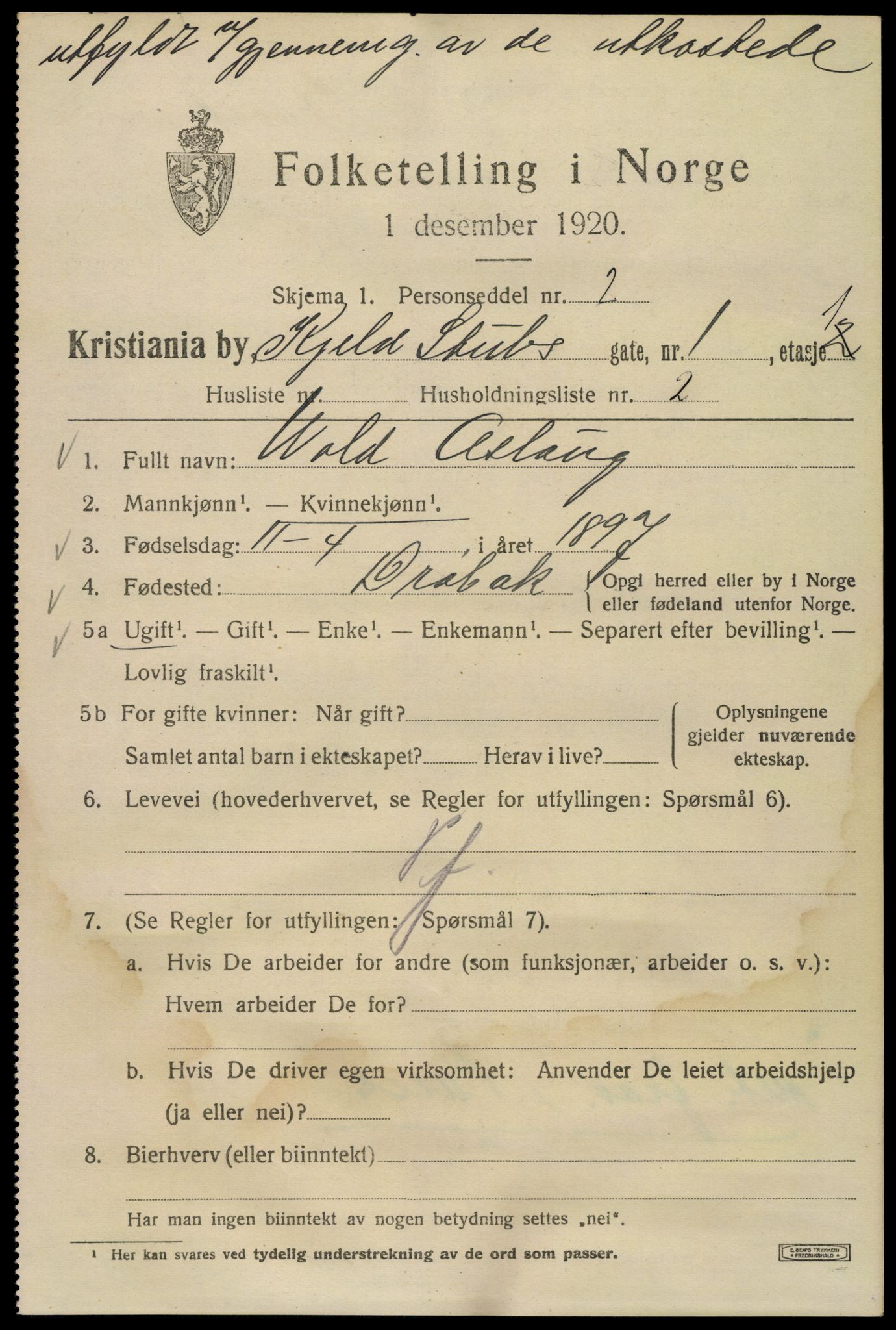 SAO, 1920 census for Kristiania, 1920, p. 340335