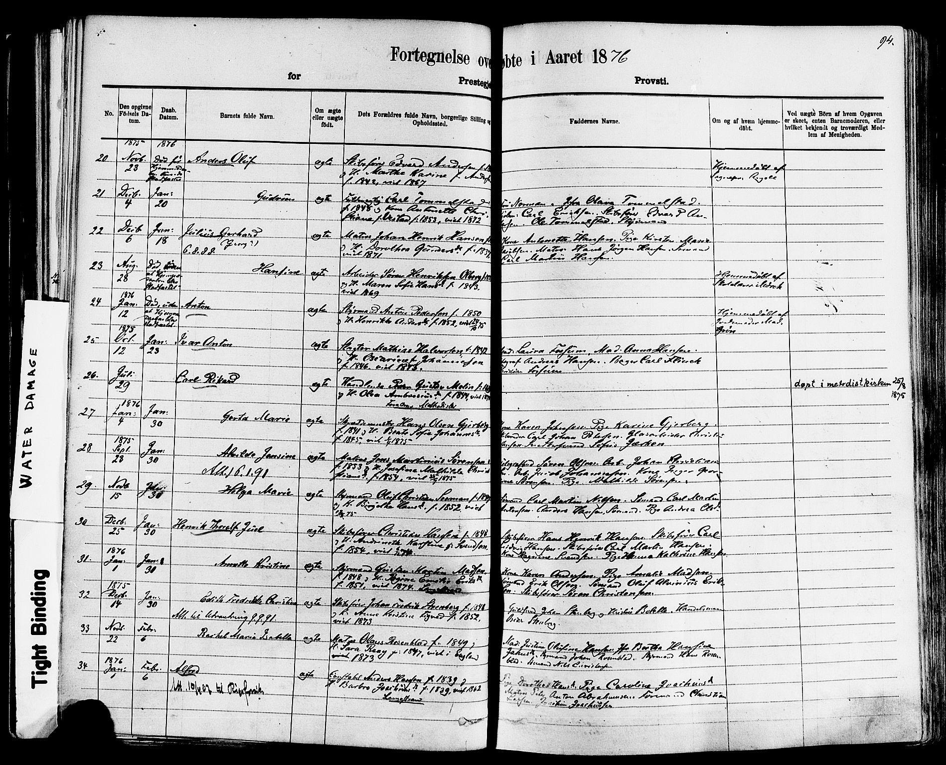 Larvik kirkebøker, SAKO/A-352/F/Fa/L0006: Parish register (official) no. I 6, 1871-1883, p. 94