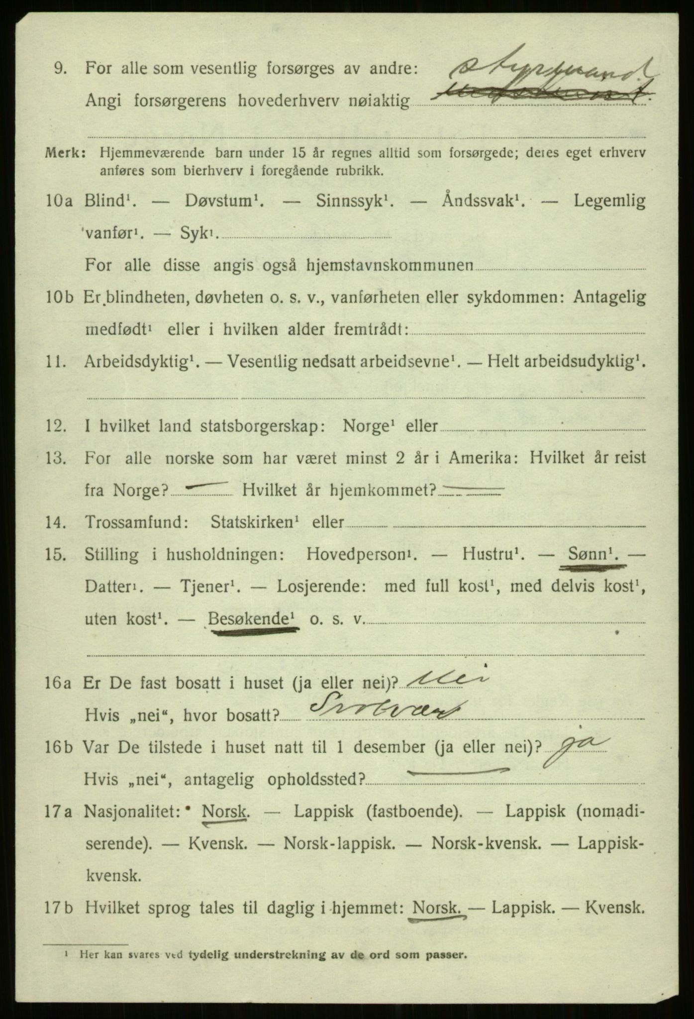 SATØ, 1920 census for Trondenes, 1920, p. 16013