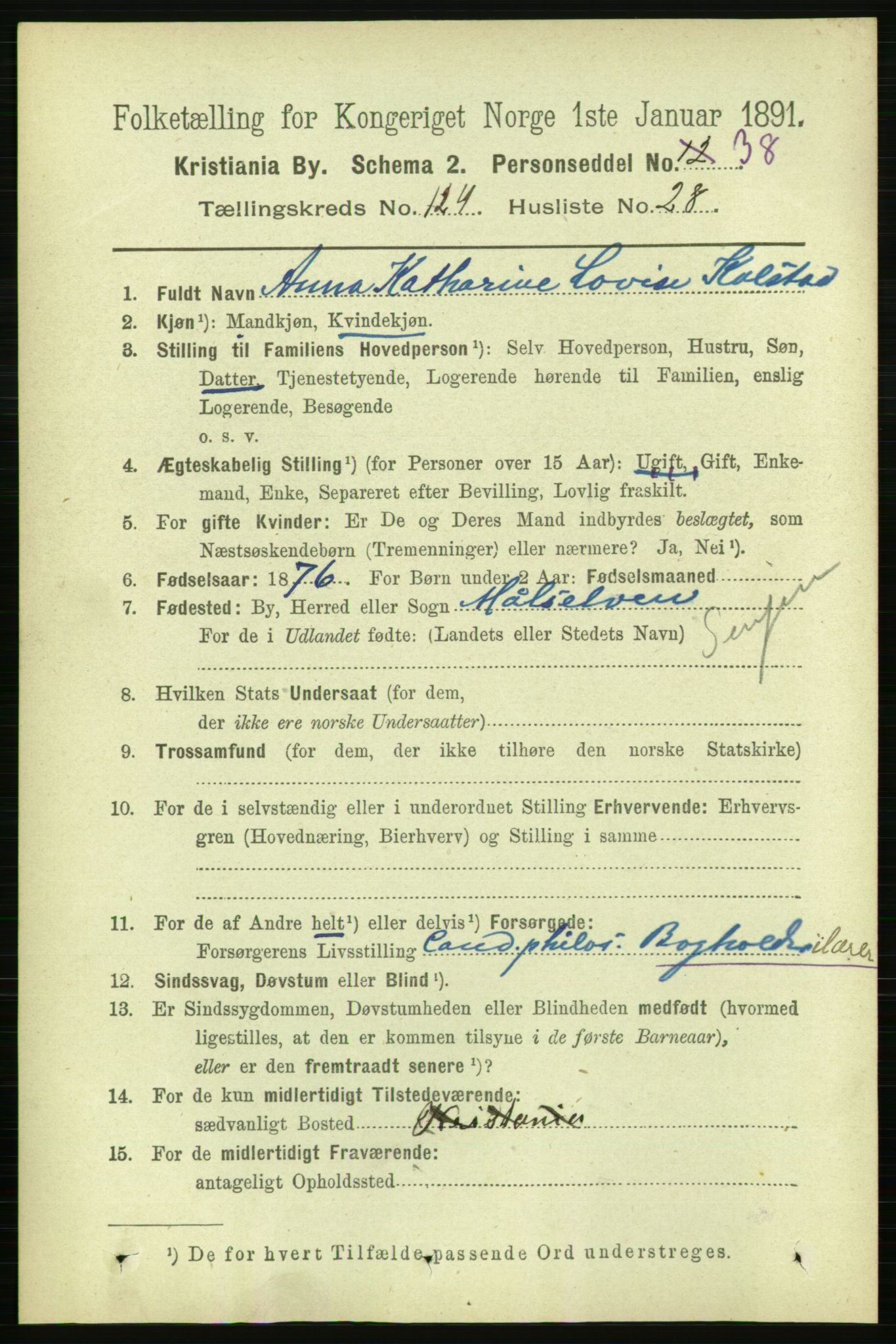 RA, 1891 census for 0301 Kristiania, 1891, p. 66071