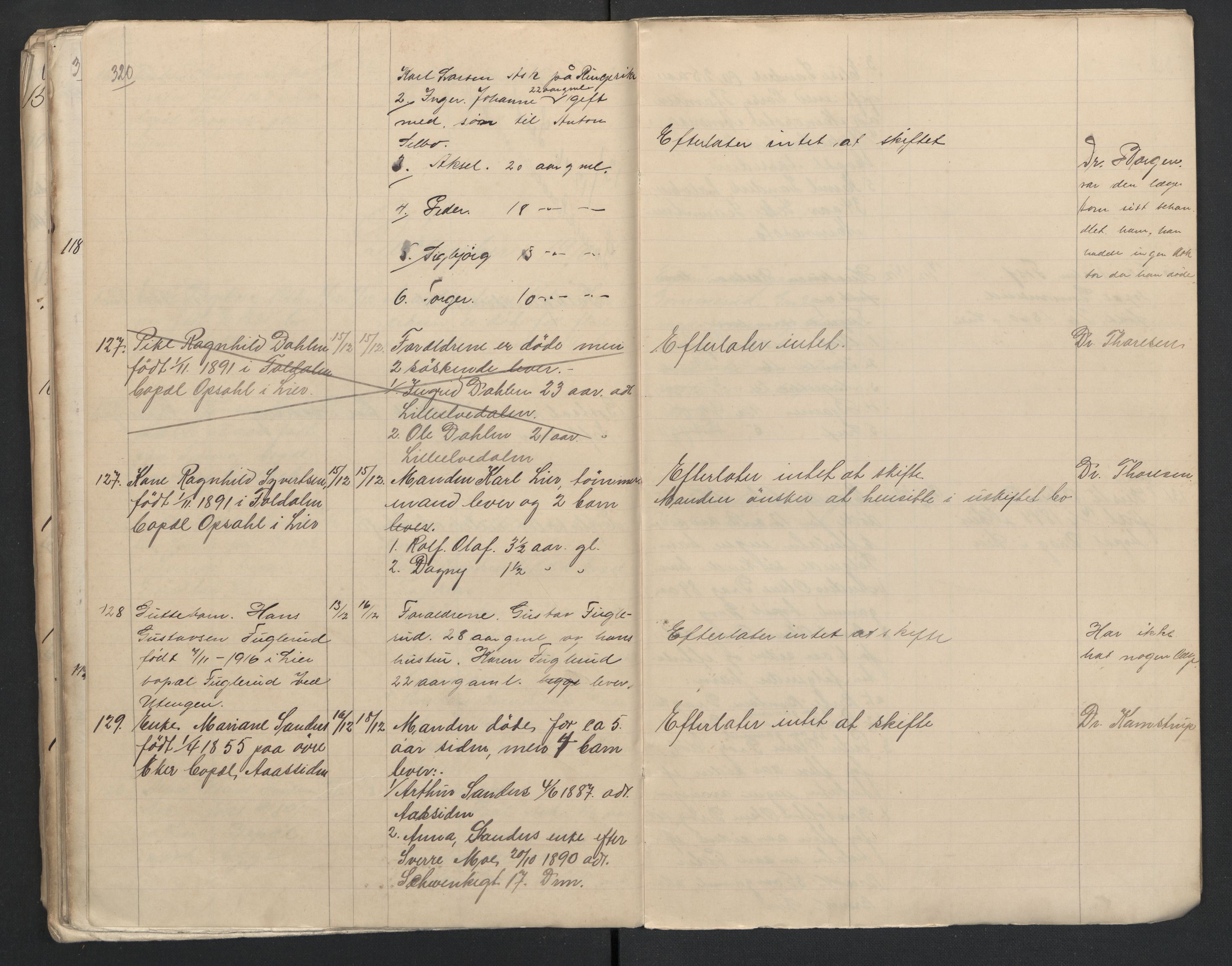 Lier lensmannskontor, AV/SAKO-A-507/H/Ha/L0002/0002: Dødsfallsprotokoll  / Dødsfallsprotokoll 3, 1910-1917, p. 320-321