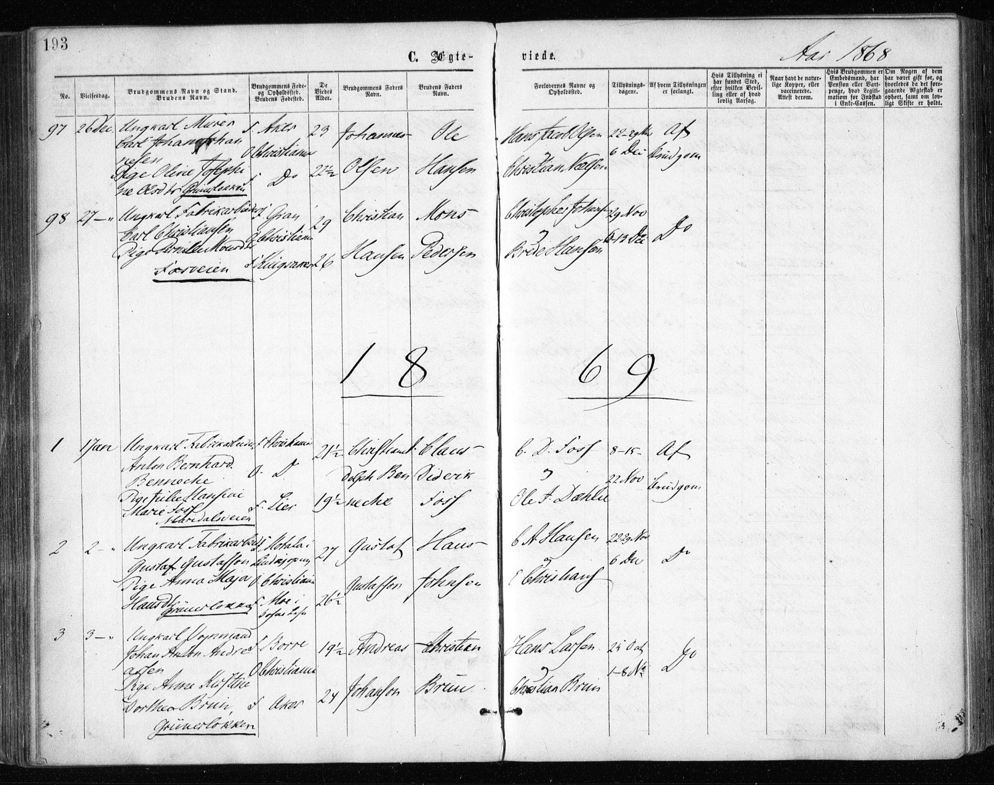 Gamle Aker prestekontor Kirkebøker, AV/SAO-A-10617a/F/L0003: Parish register (official) no. 3, 1865-1873, p. 193