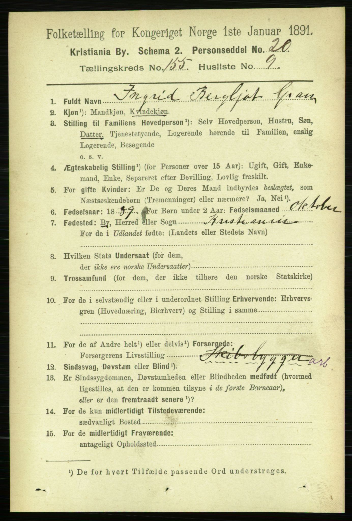 RA, 1891 census for 0301 Kristiania, 1891, p. 88326