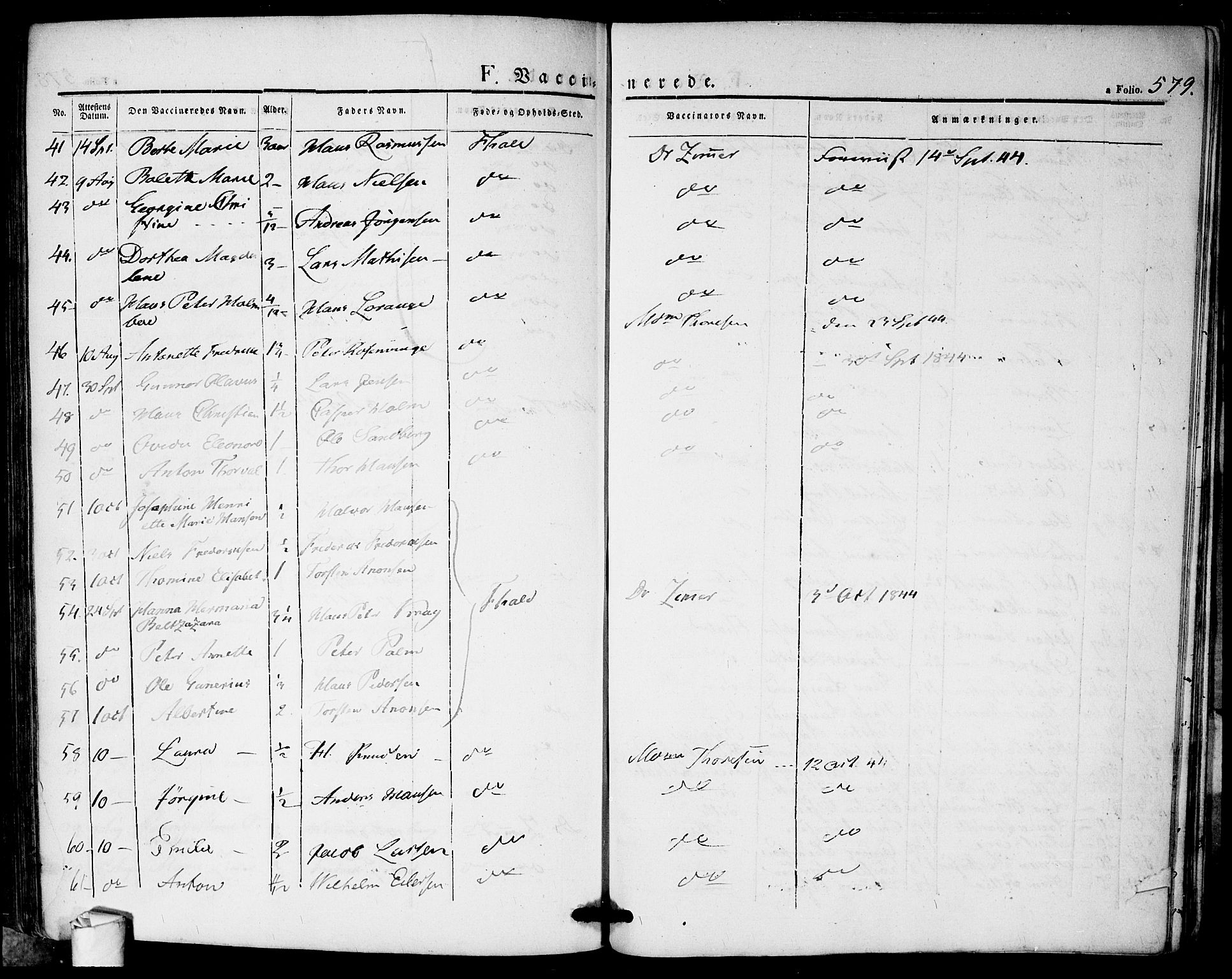 Halden prestekontor Kirkebøker, SAO/A-10909/F/Fa/L0005: Parish register (official) no. I 5, 1834-1845, p. 579