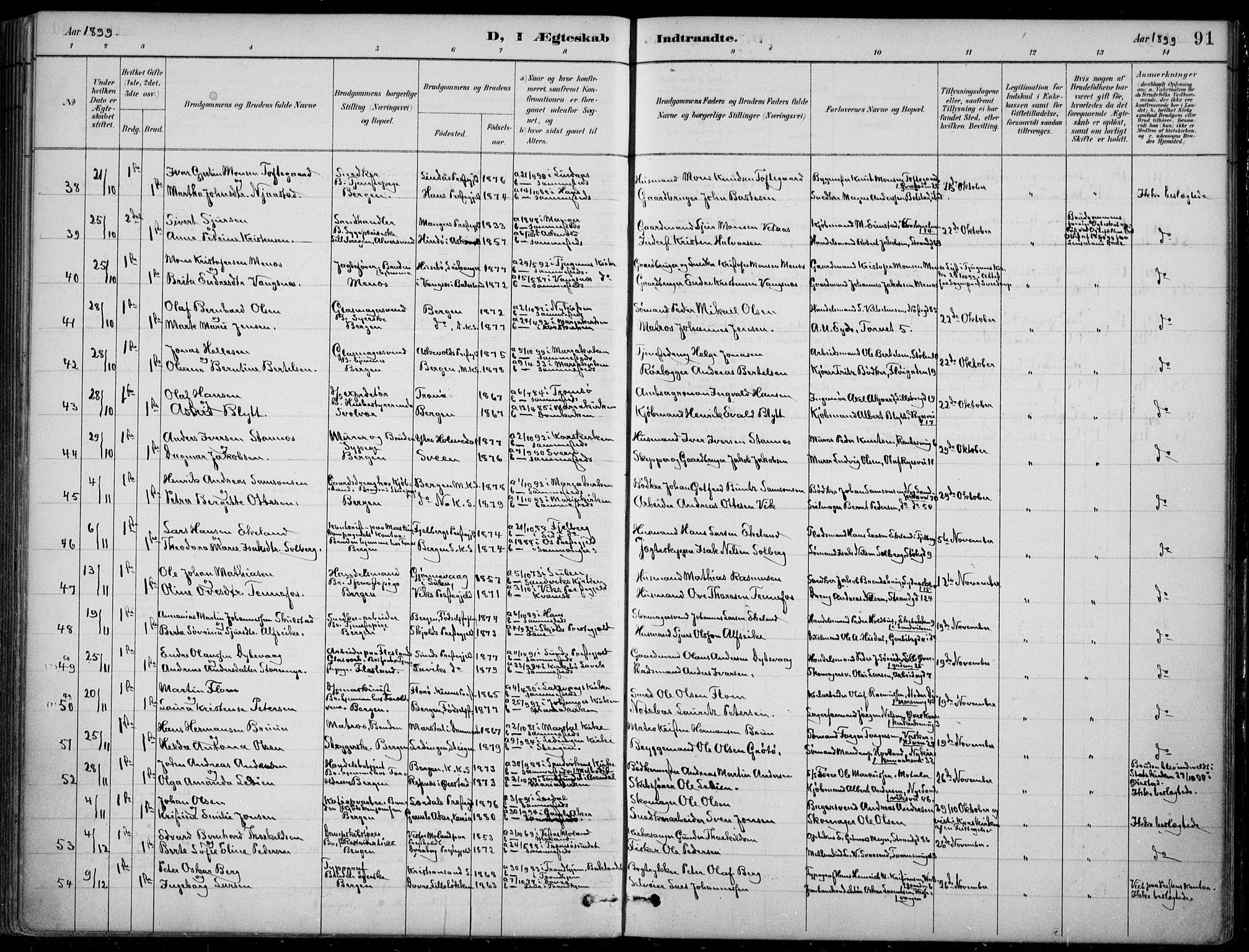 Mariakirken Sokneprestembete, AV/SAB-A-76901/H/Hab/L0008: Parish register (copy) no. A 8, 1889-1908, p. 91