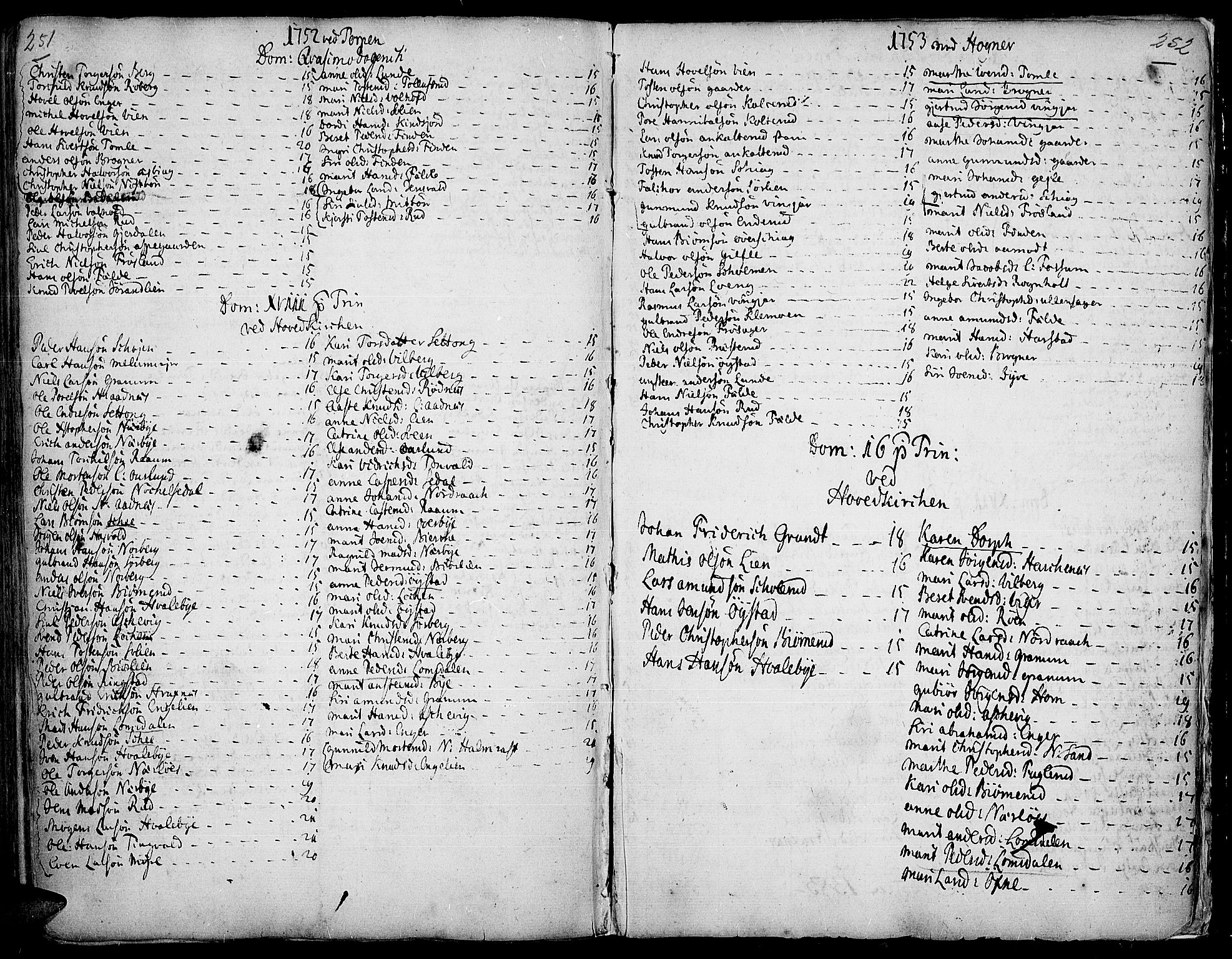 Land prestekontor, SAH/PREST-120/H/Ha/Haa/L0002: Parish register (official) no. 2, 1733-1764, p. 251-252