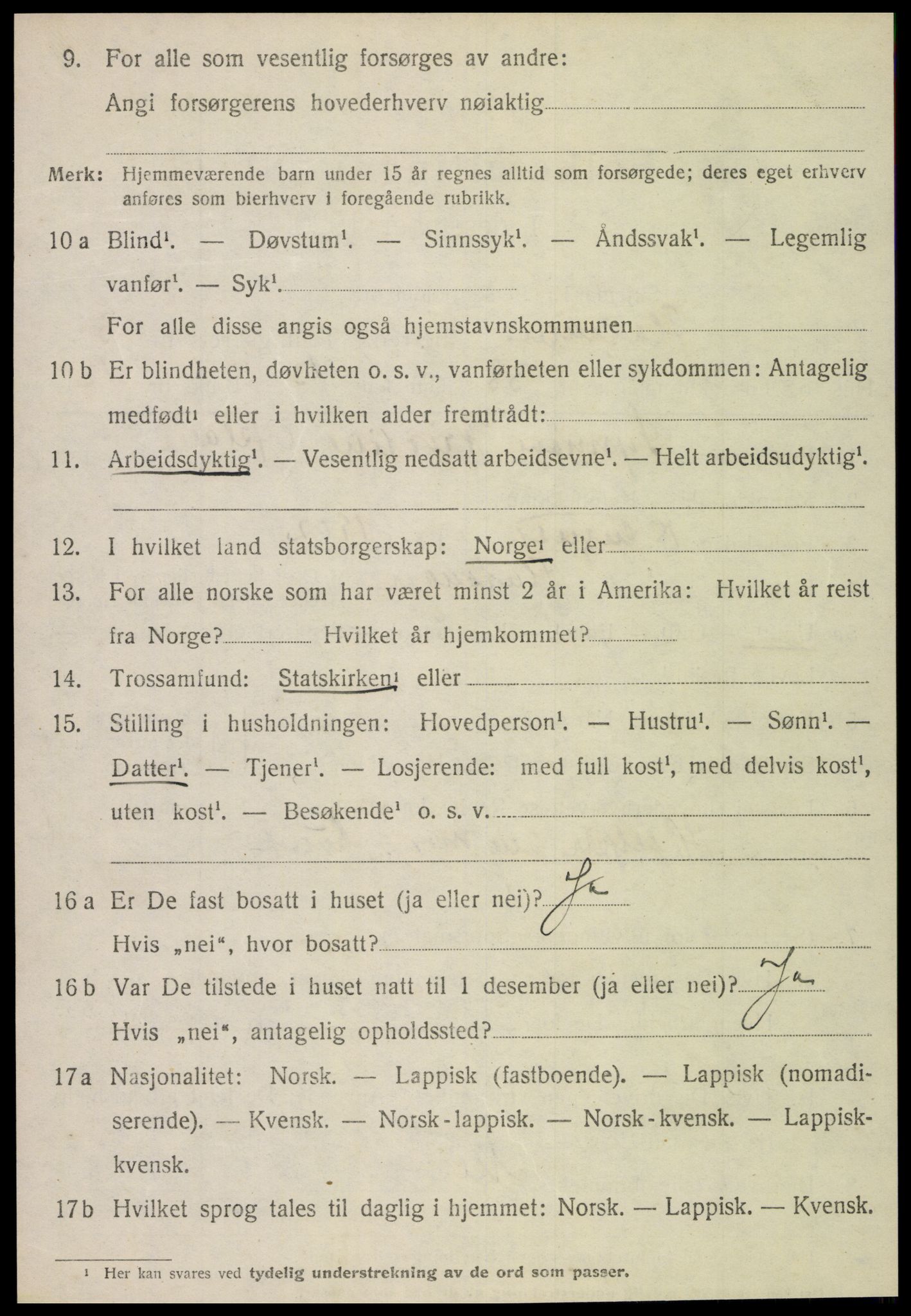 SAT, 1920 census for Flatanger, 1920, p. 2001