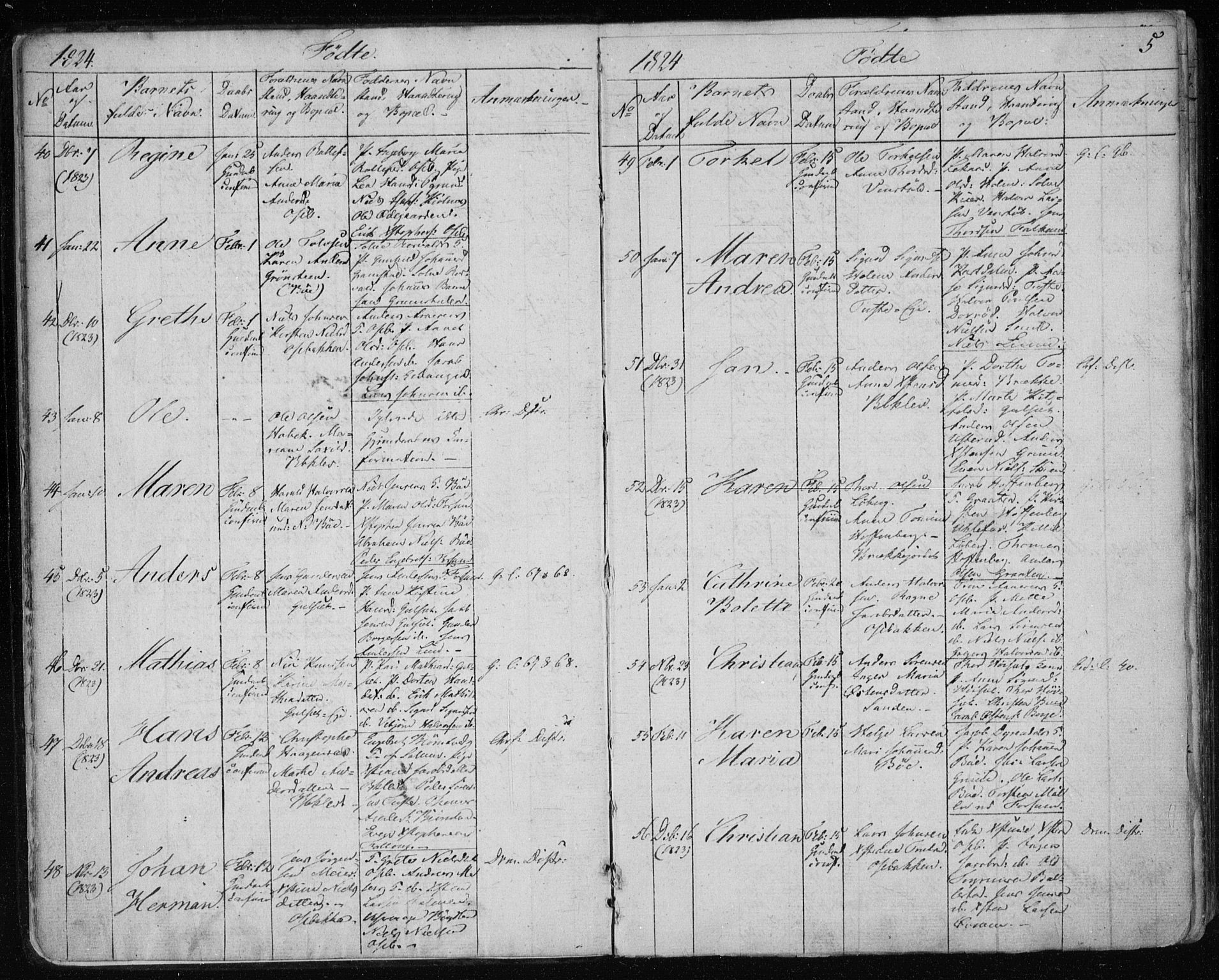 Gjerpen kirkebøker, AV/SAKO-A-265/F/Fa/L0005: Parish register (official) no. I 5, 1823-1829, p. 5