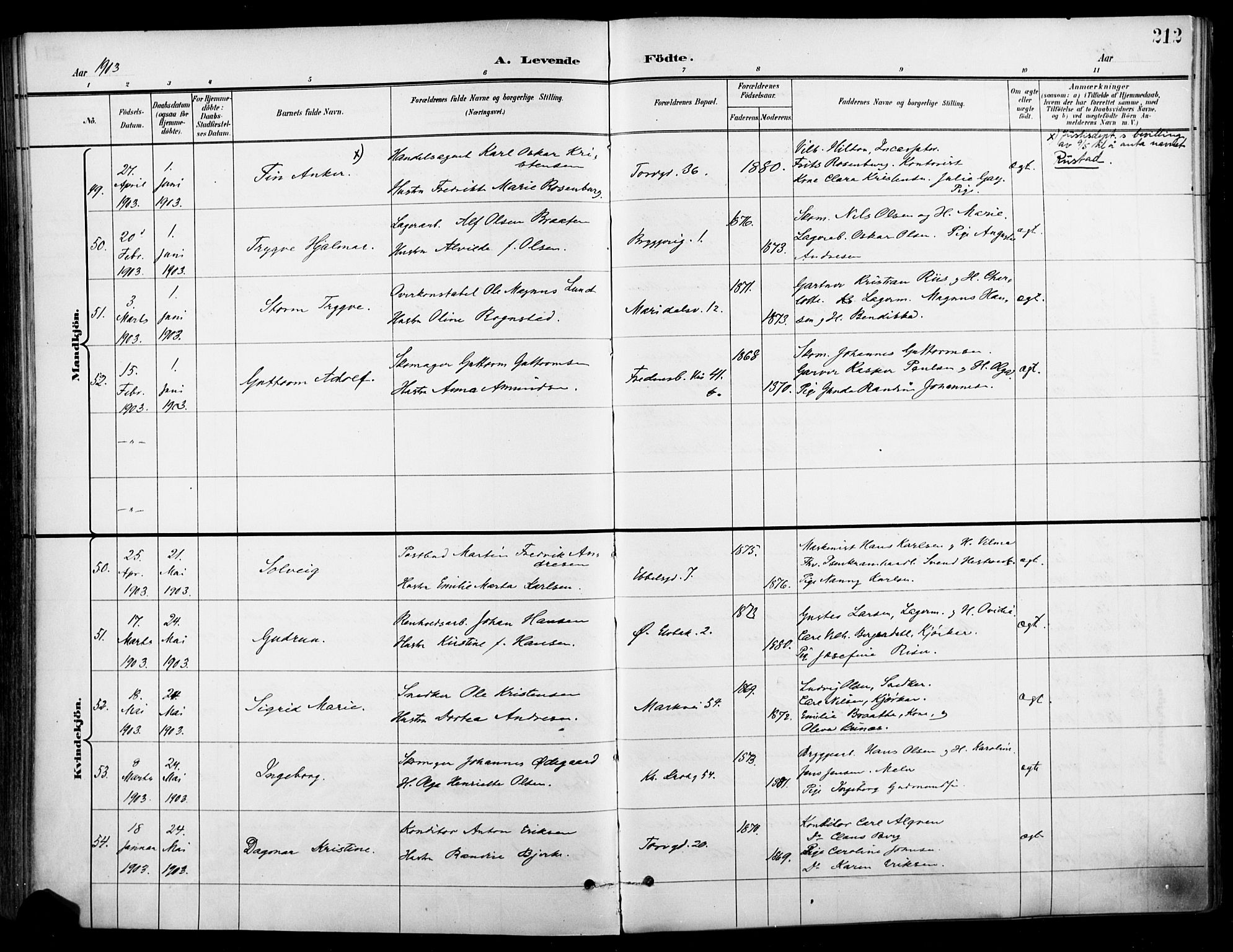 Jakob prestekontor Kirkebøker, SAO/A-10850/F/Fa/L0005: Parish register (official) no. 5, 1896-1903, p. 212