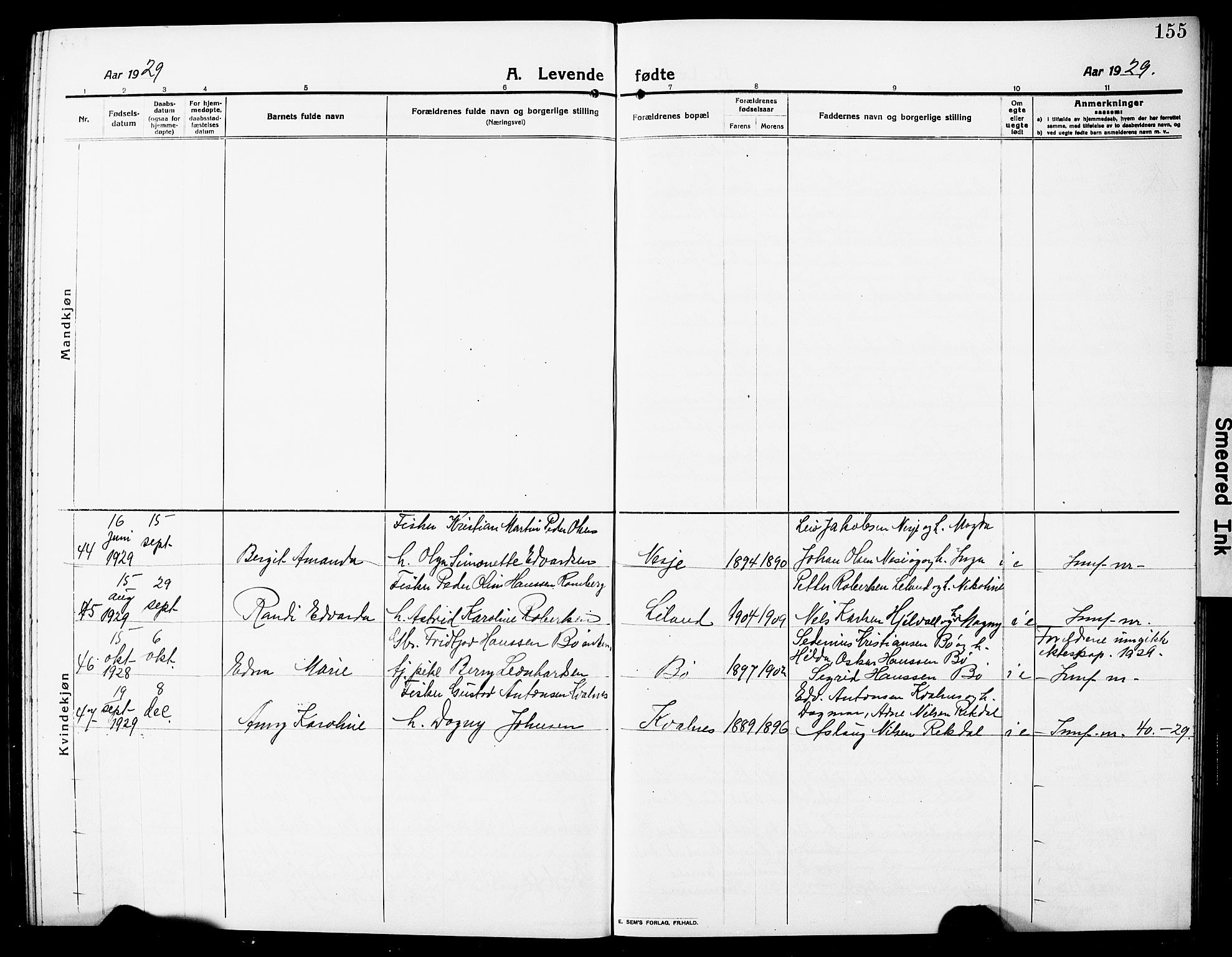 Ministerialprotokoller, klokkerbøker og fødselsregistre - Nordland, SAT/A-1459/880/L1142: Parish register (copy) no. 880C04, 1913-1930, p. 155