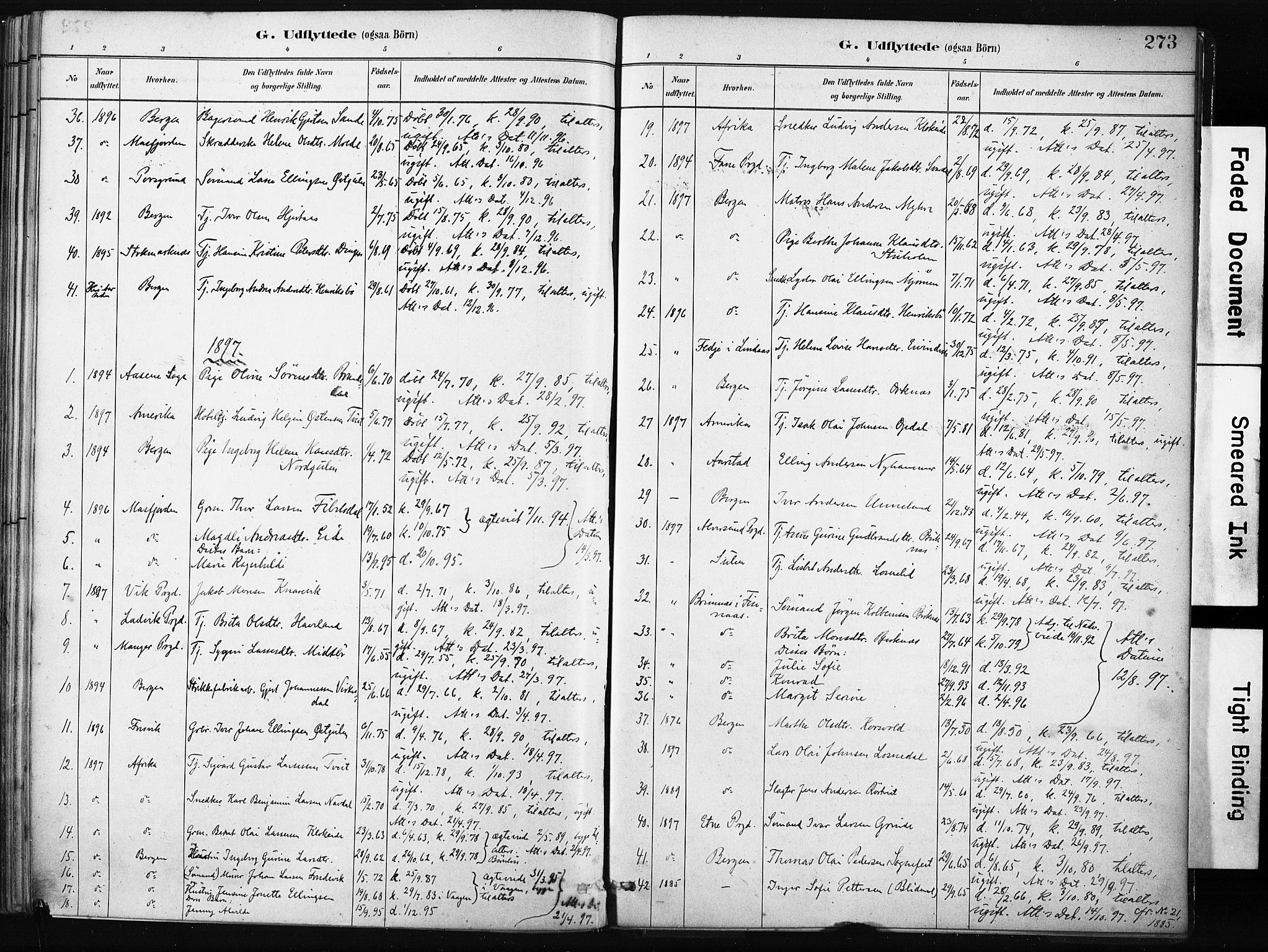 Gulen sokneprestembete, AV/SAB-A-80201/H/Haa/Haab/L0001: Parish register (official) no. B 1, 1881-1905, p. 273