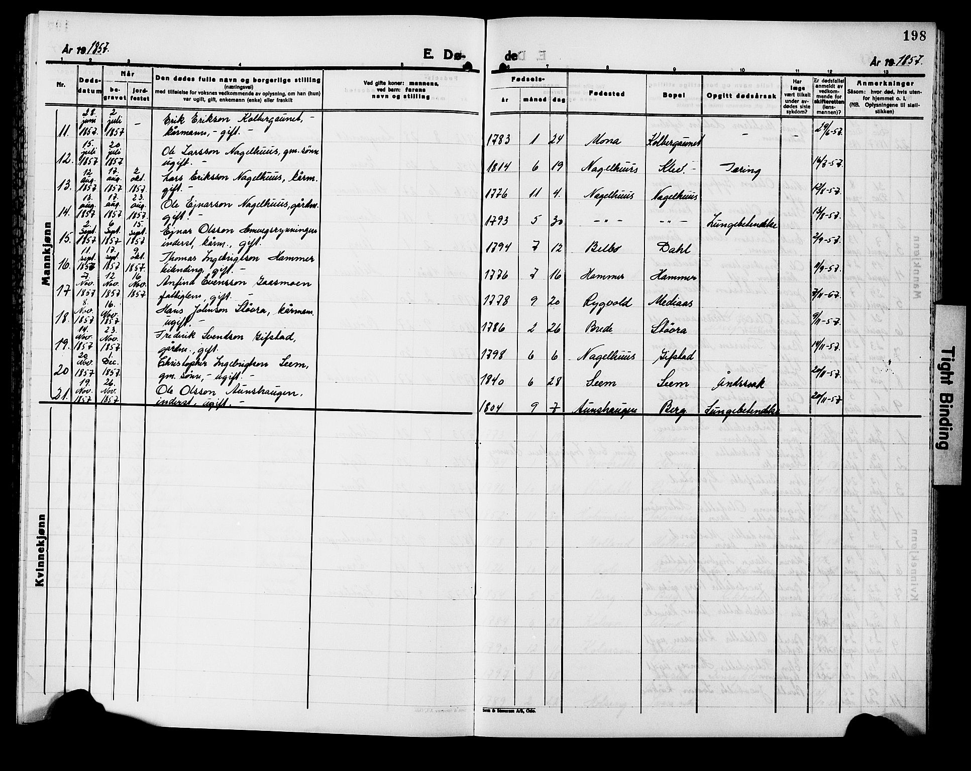 Ministerialprotokoller, klokkerbøker og fødselsregistre - Nord-Trøndelag, SAT/A-1458/749/L0485: Parish register (official) no. 749D01, 1857-1872, p. 198