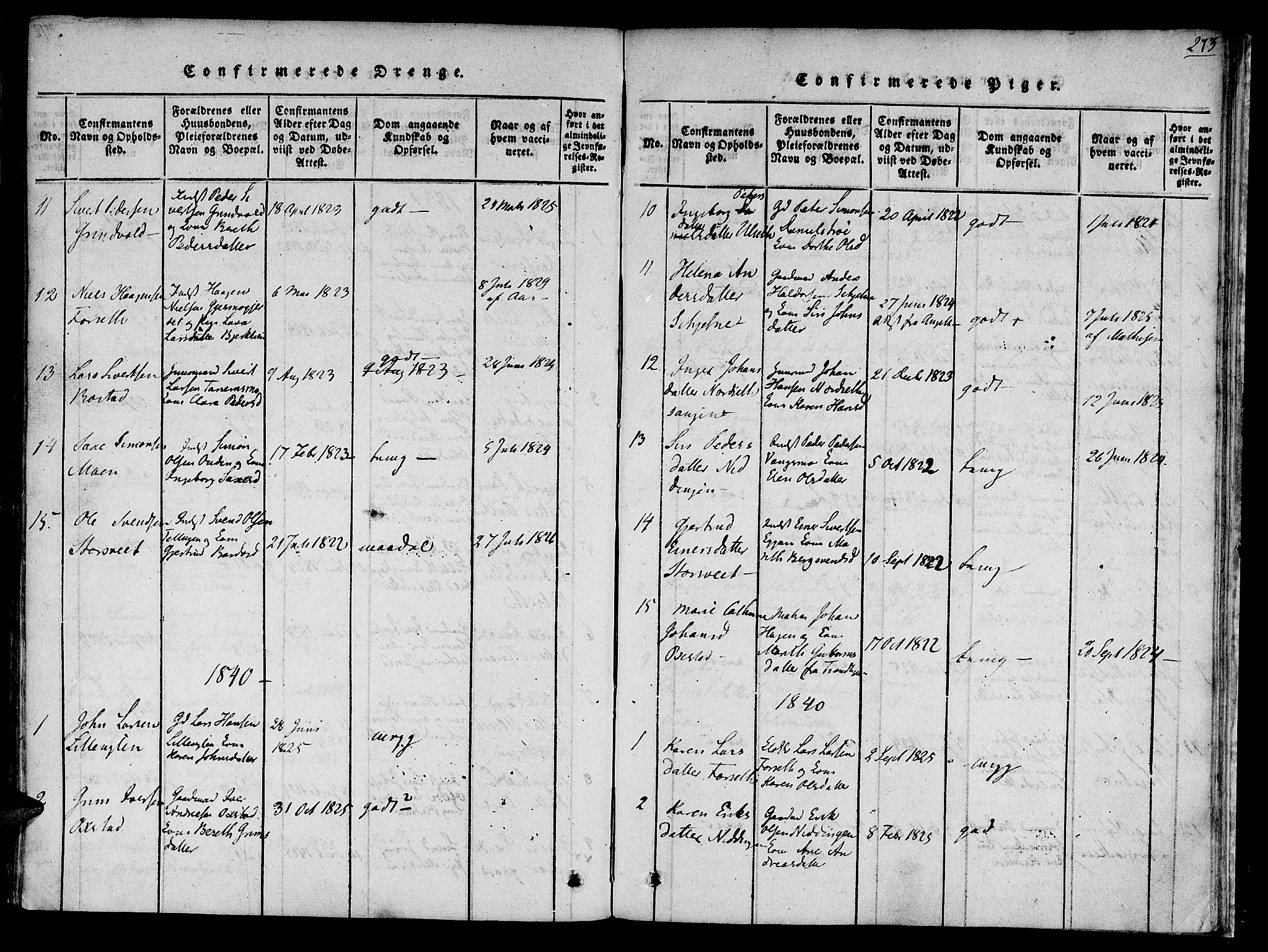 Ministerialprotokoller, klokkerbøker og fødselsregistre - Sør-Trøndelag, SAT/A-1456/618/L0439: Parish register (official) no. 618A04 /1, 1816-1843, p. 273