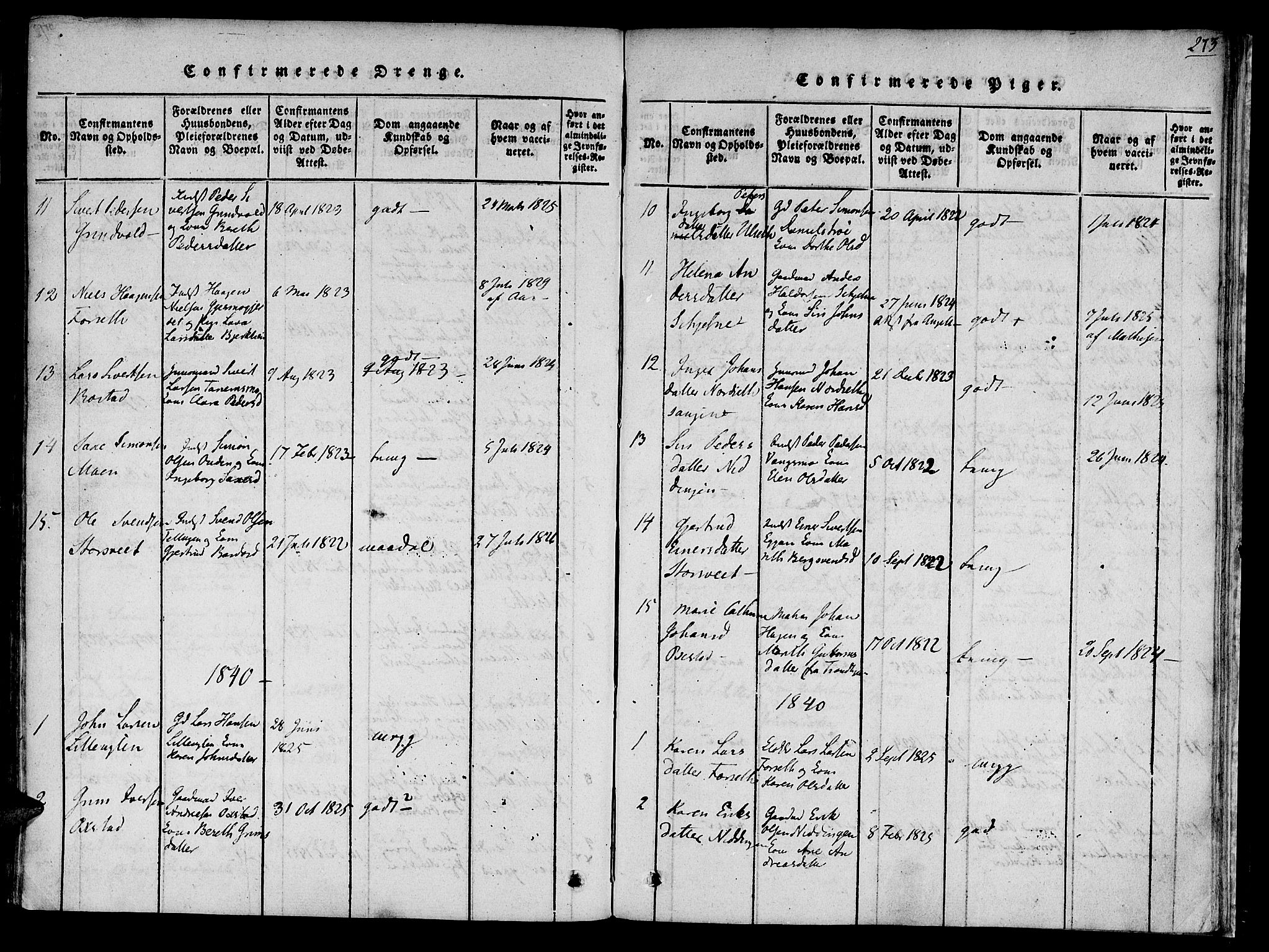 Ministerialprotokoller, klokkerbøker og fødselsregistre - Sør-Trøndelag, AV/SAT-A-1456/618/L0439: Parish register (official) no. 618A04 /1, 1816-1843, p. 273