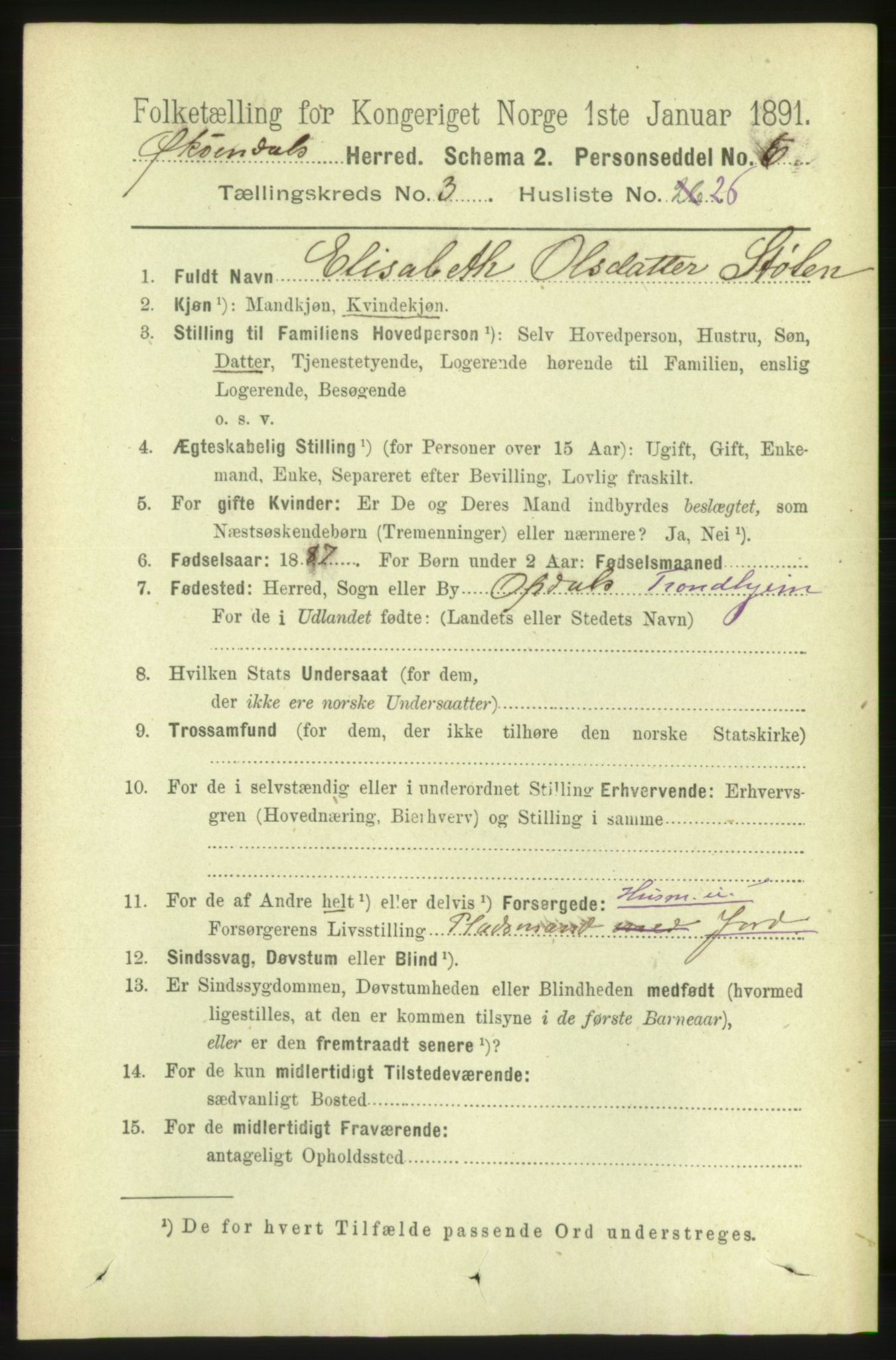 RA, 1891 census for 1561 Øksendal, 1891, p. 802