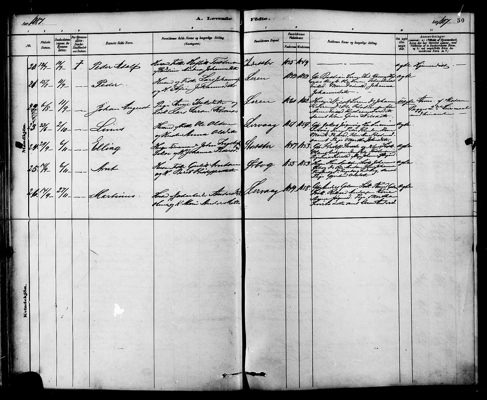 Ministerialprotokoller, klokkerbøker og fødselsregistre - Møre og Romsdal, AV/SAT-A-1454/577/L0896: Parish register (official) no. 577A03, 1880-1898, p. 50