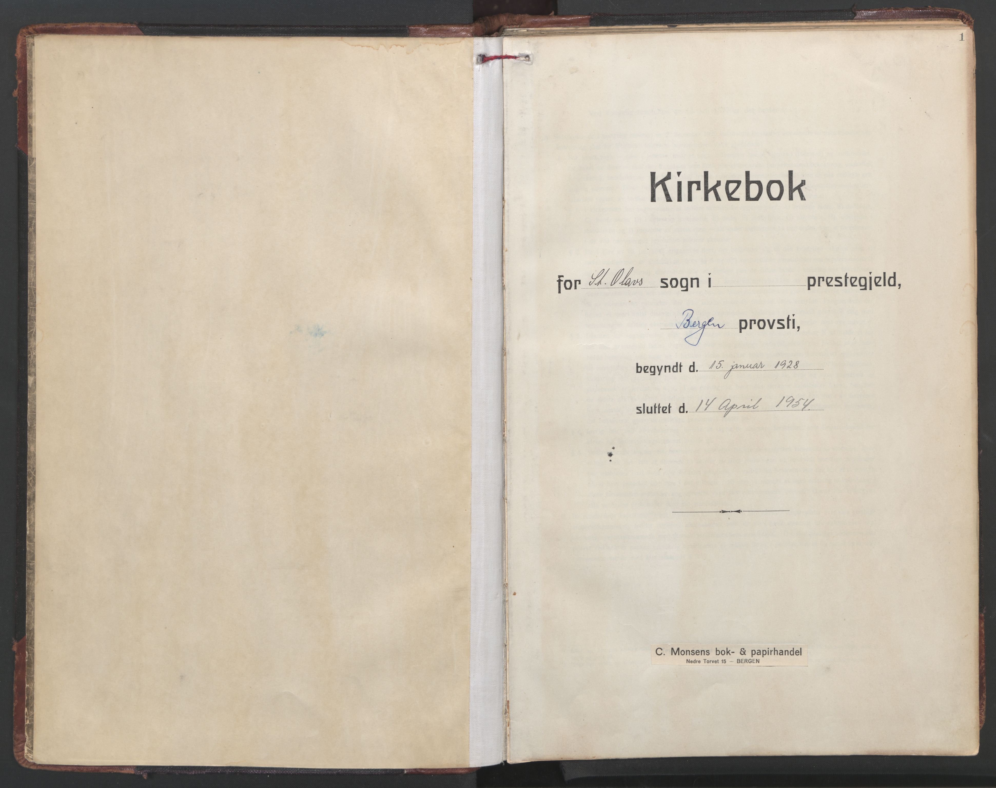 St. Olavs Sokneprestembete, SAB/A-78101/H/Haa: Parish register (official) no. C 1, 1928-1954