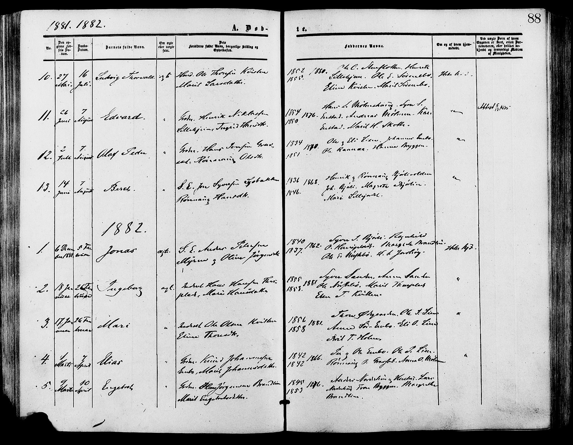 Lesja prestekontor, SAH/PREST-068/H/Ha/Haa/L0009: Parish register (official) no. 9, 1854-1889, p. 88